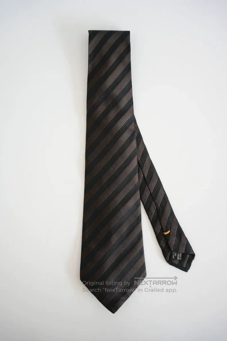 Yohji Yamamoto Yohji Yamamoto Black and brown diagonal striped silk tie Size ONE SIZE - 1 Thumbnail