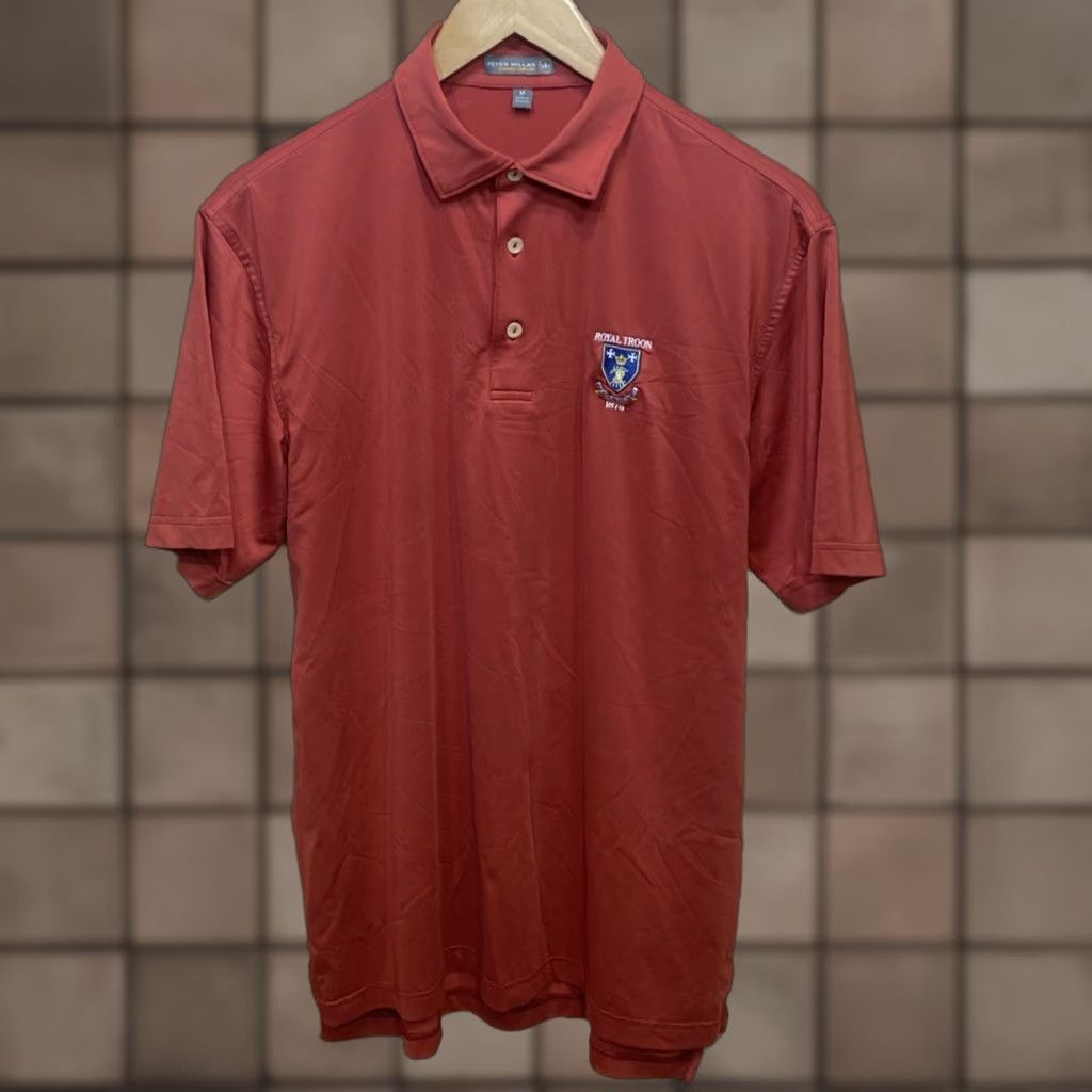 Peter Millar Summer Comfort Royal Troon Mens M Solid Wine Red Golf Polo Stretch Shirt