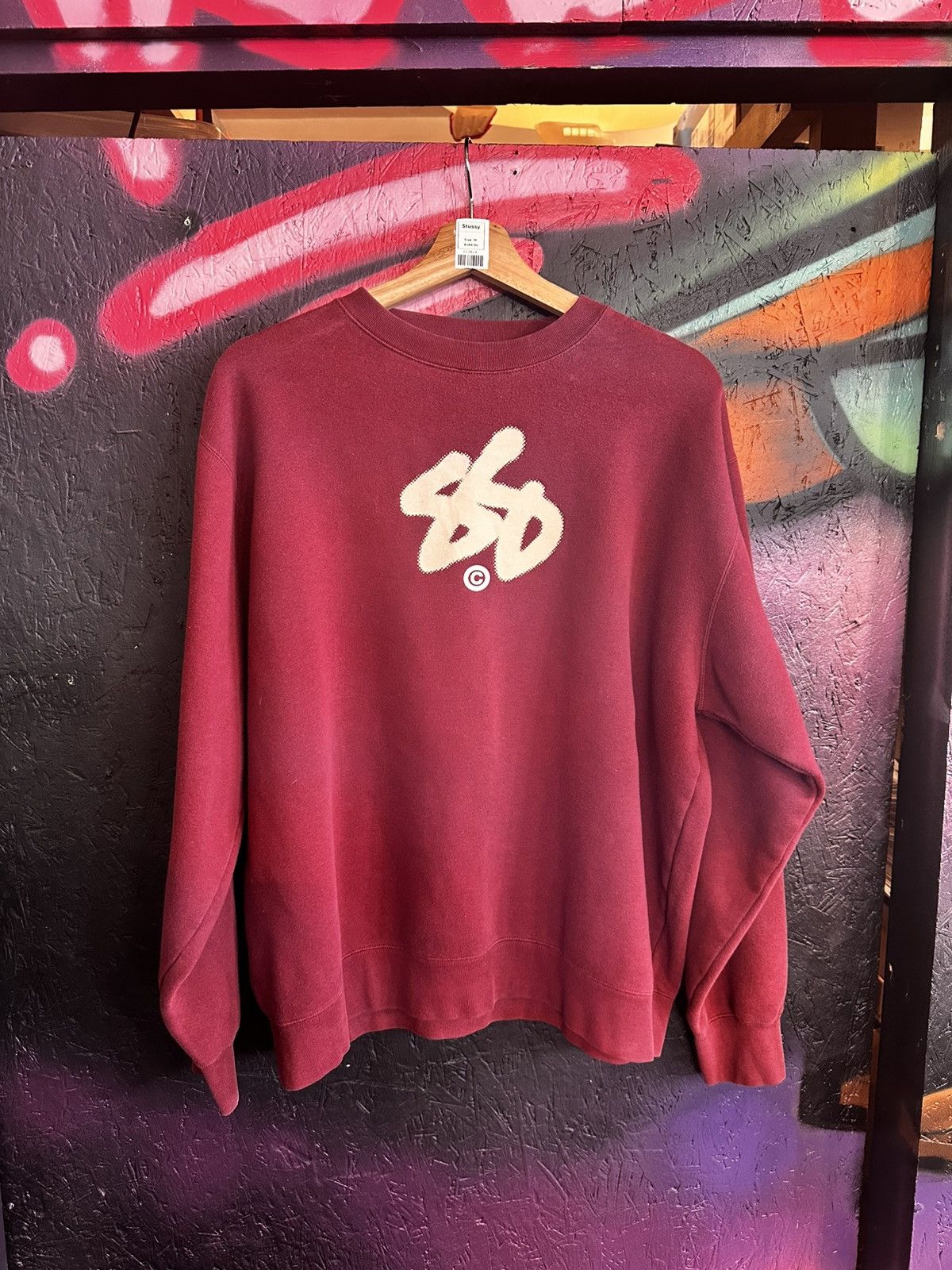 Stussy Early 2000s Stussy Double S Crewneck maroon Size US M / EU 48-50 / 2 - 1 Thumbnail