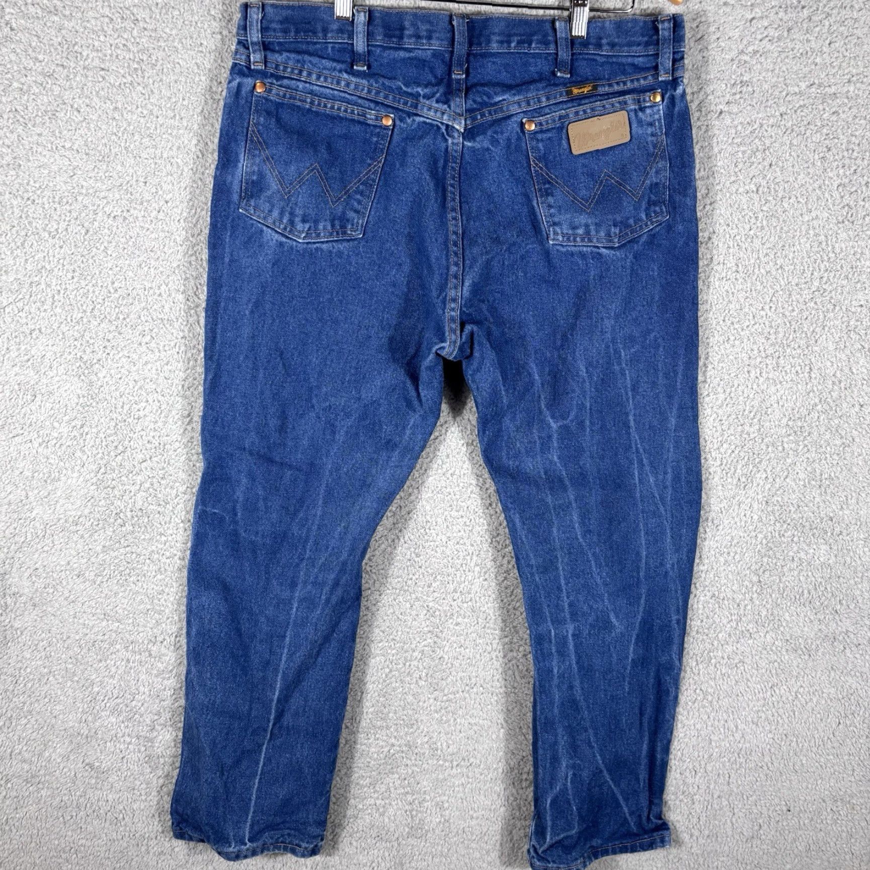 Wrangler VINTAGE not applicable; ignore. Use original words only. Title: Wrangler Cowboy Cut Jeans Mens 36x30 Blue Medium Wash Denim Western 13MWZPW Size US 36 / EU 52 - 3 Thumbnail
