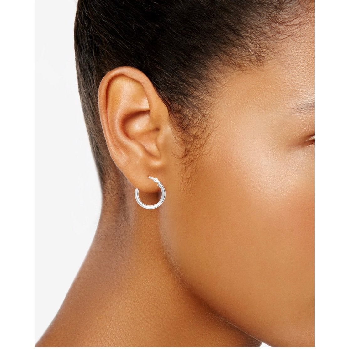 Giani Bernini Giani Bernini Sterling Silver 3x15mm Tube Hoop Earrings 925 Size ONE SIZE - 2 Thumbnail
