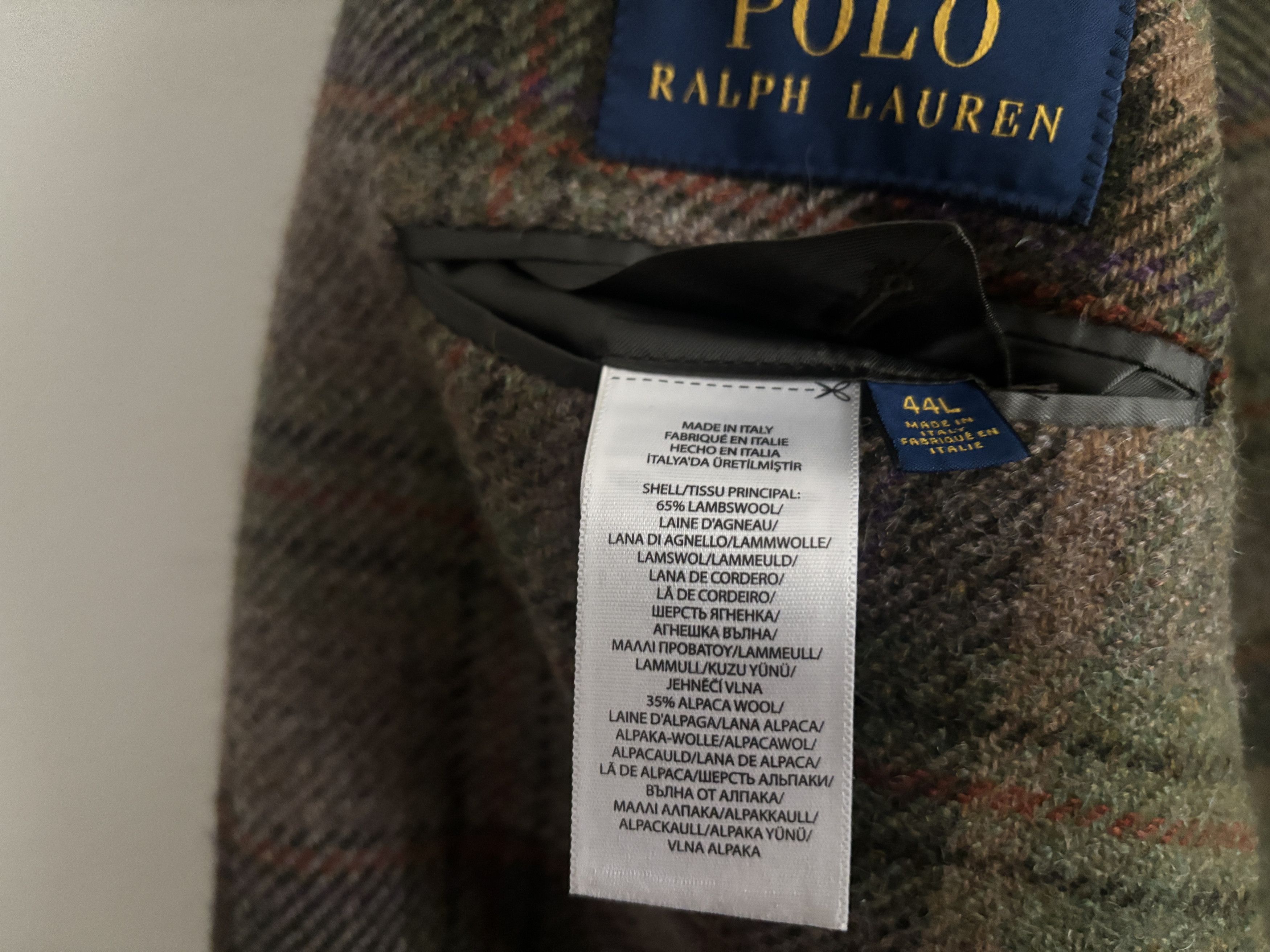 Polo Ralph Lauren $998 Blanket Plaid Wool Alpaca Tweed Sport Coat Mi Italy Size 44L - 8 Thumbnail