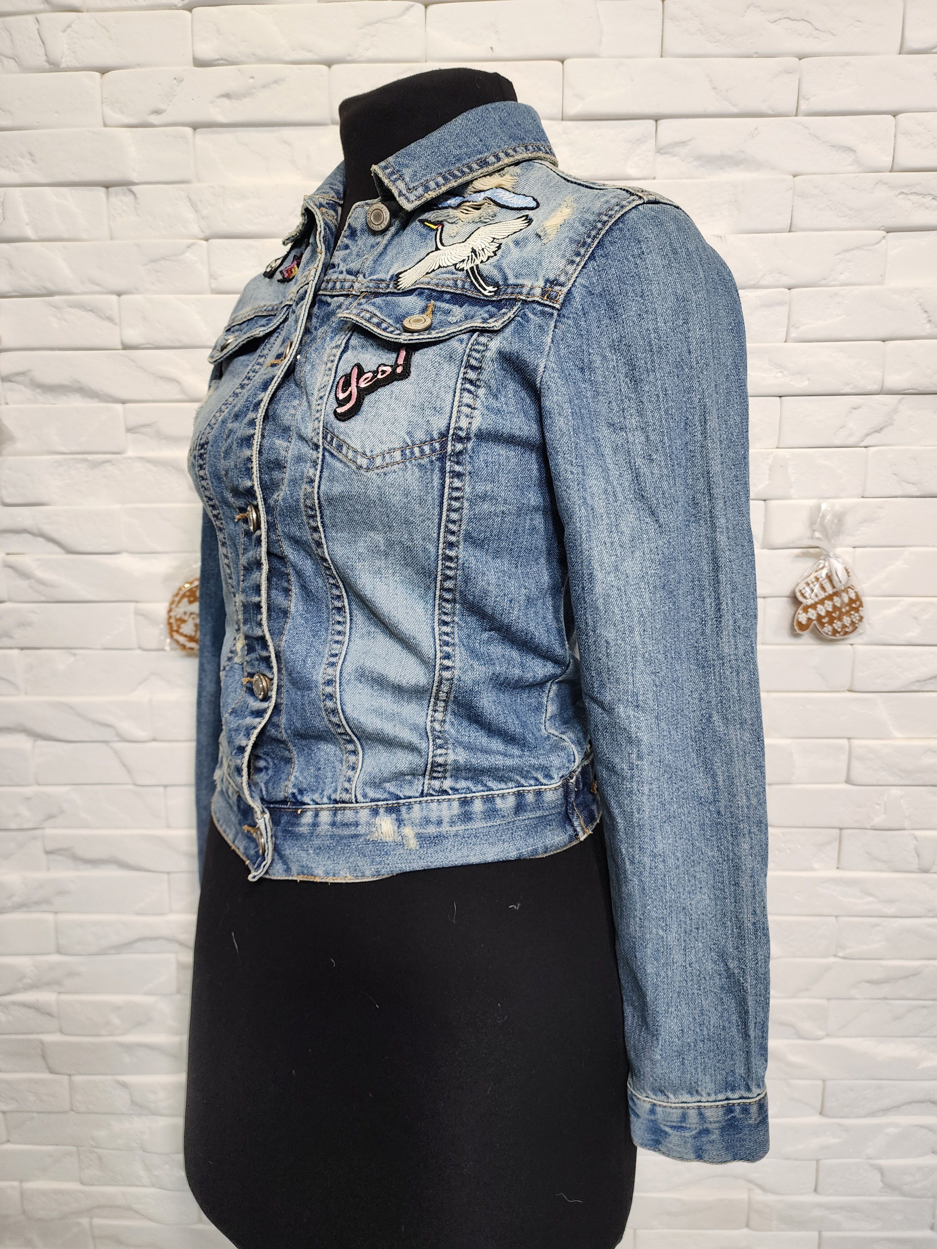 Other Blue Denim Jacket: Women's Cotton Jacket with Embroidery. Size S / US 4 / IT 40 - 2 Thumbnail