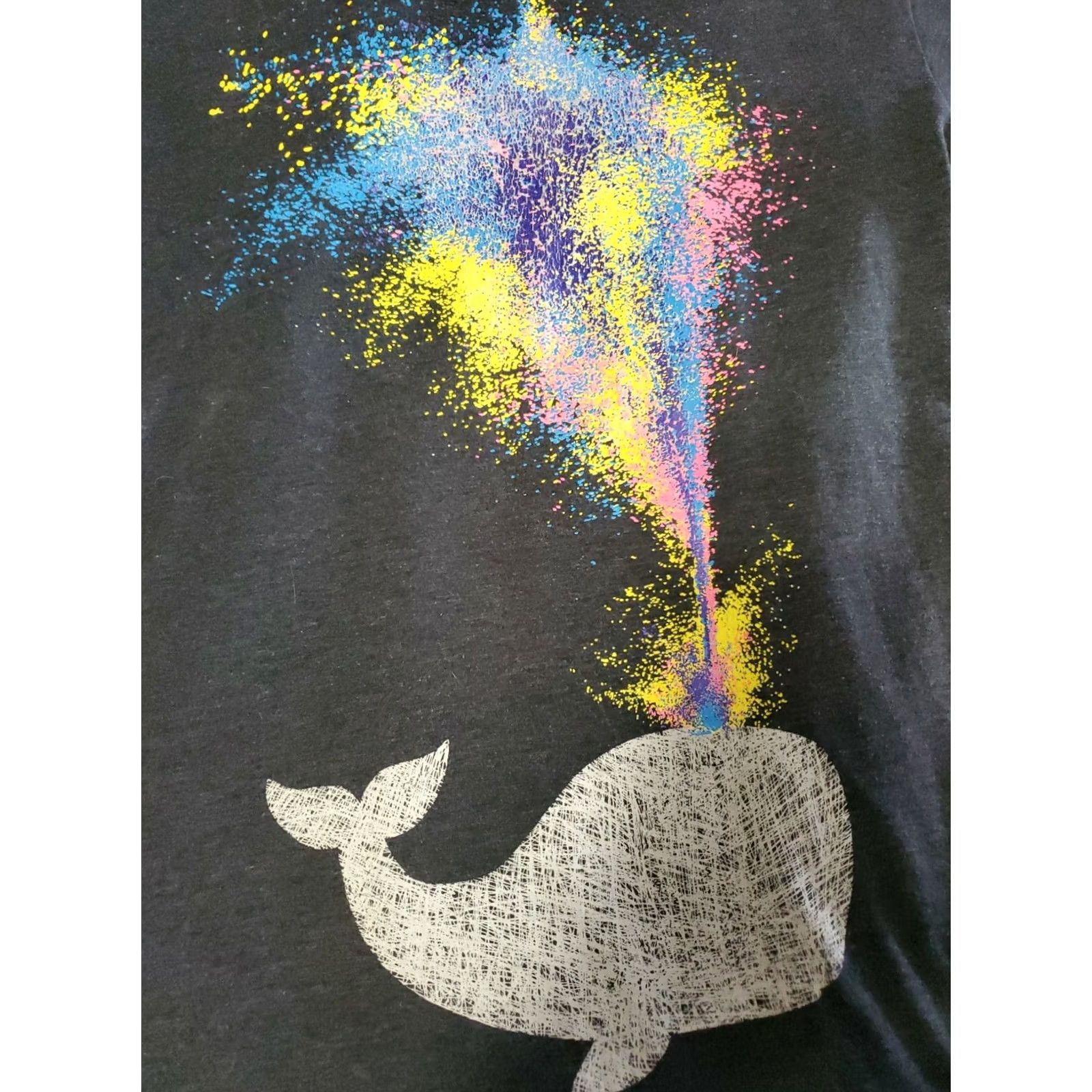 Rainbow Riot Society Whale T-Shirt Rainbow Spray Paint Spout Graphic Print Crew Neck Short Sleeve Unisex Adults Small Gray 50/50 Cotton Polyester Logo Size US S / EU 44-46 / 1 - 4 Thumbnail