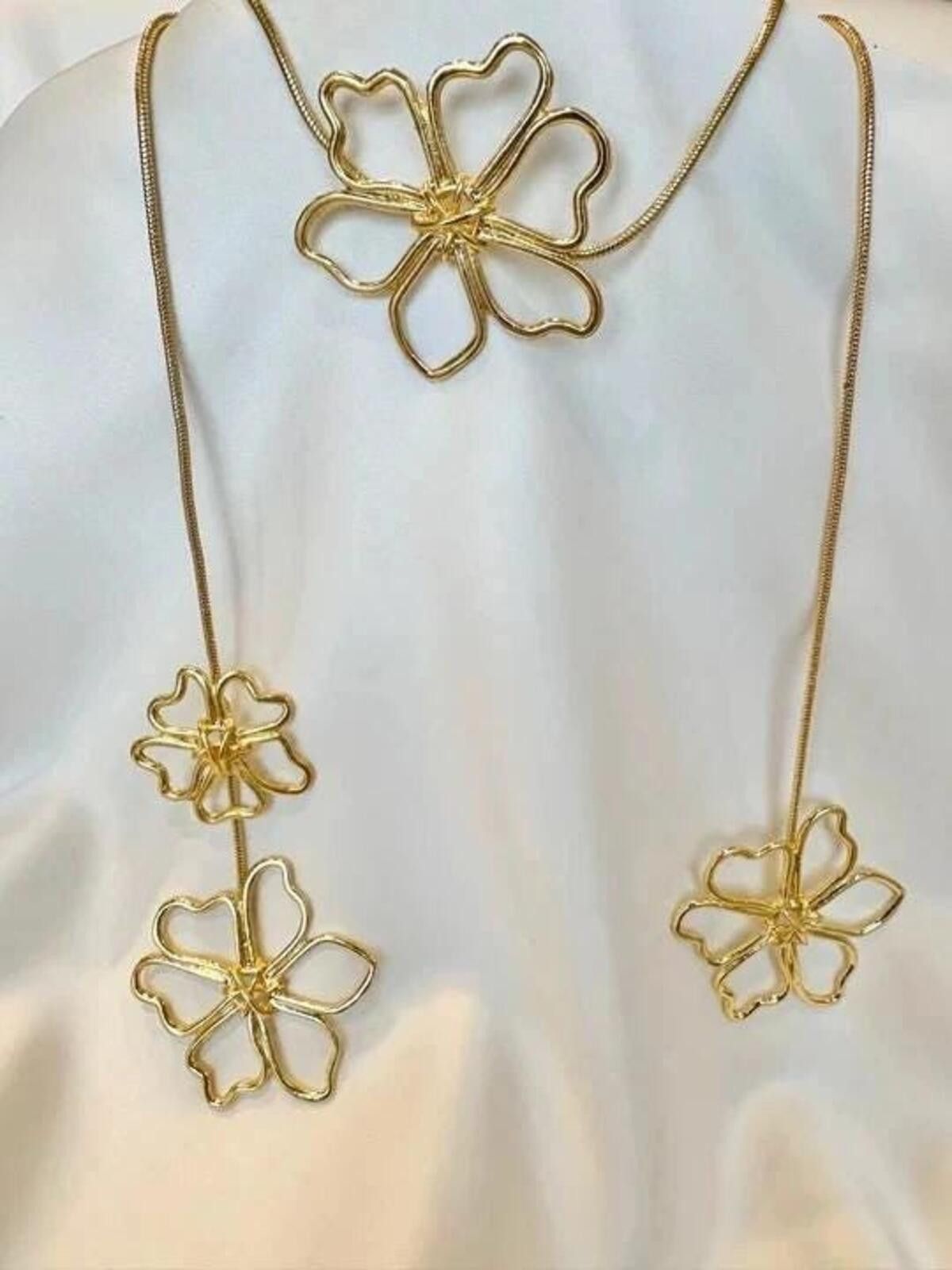 Other Gold plated floral wraparound long flower necklace Size ONE SIZE - 2 Thumbnail