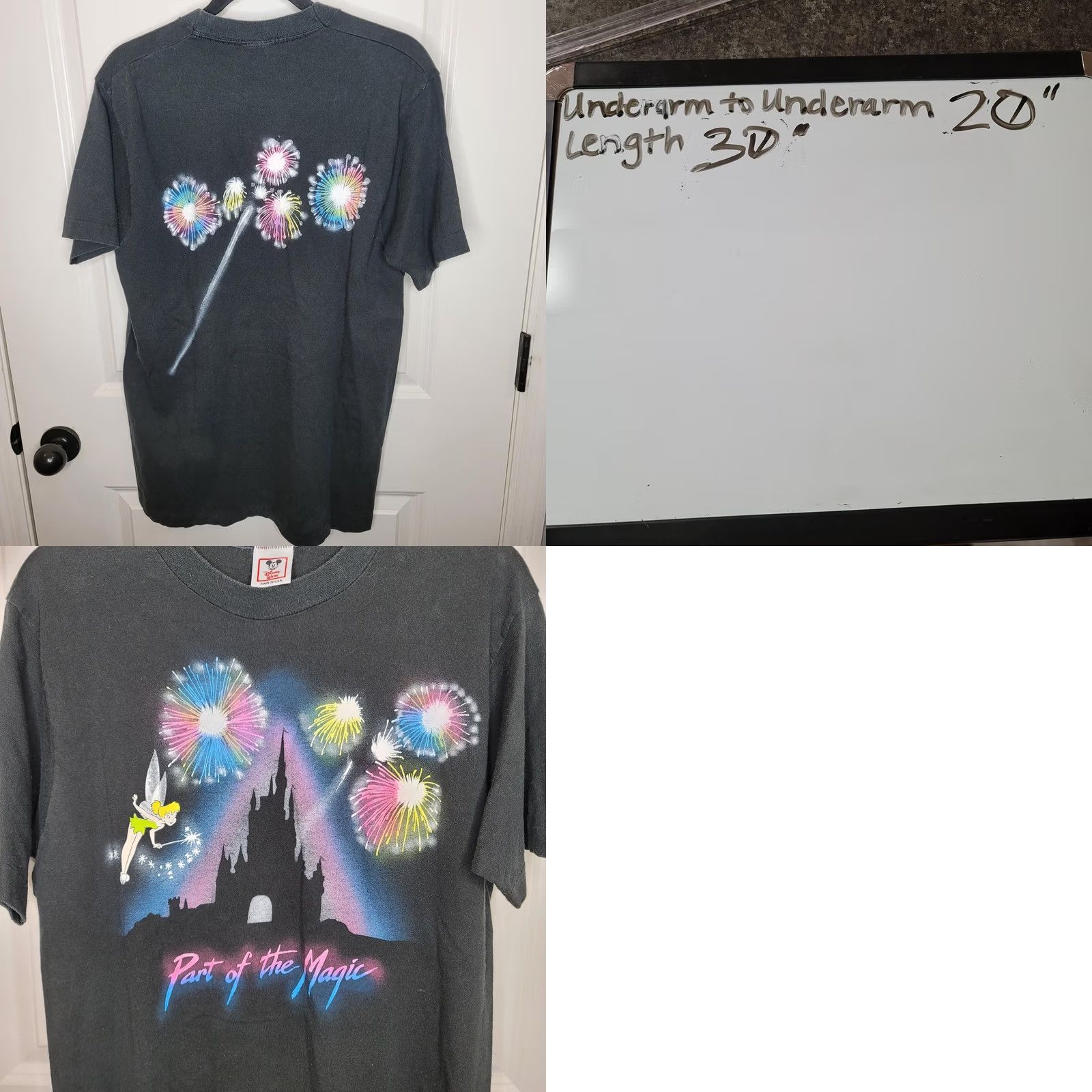Disney VINTAGE Disney Tinker Bell Shirt Mens L Black Castle Fireworks Graphic 90s Size US L / EU 52-54 / 3 - 8 Thumbnail