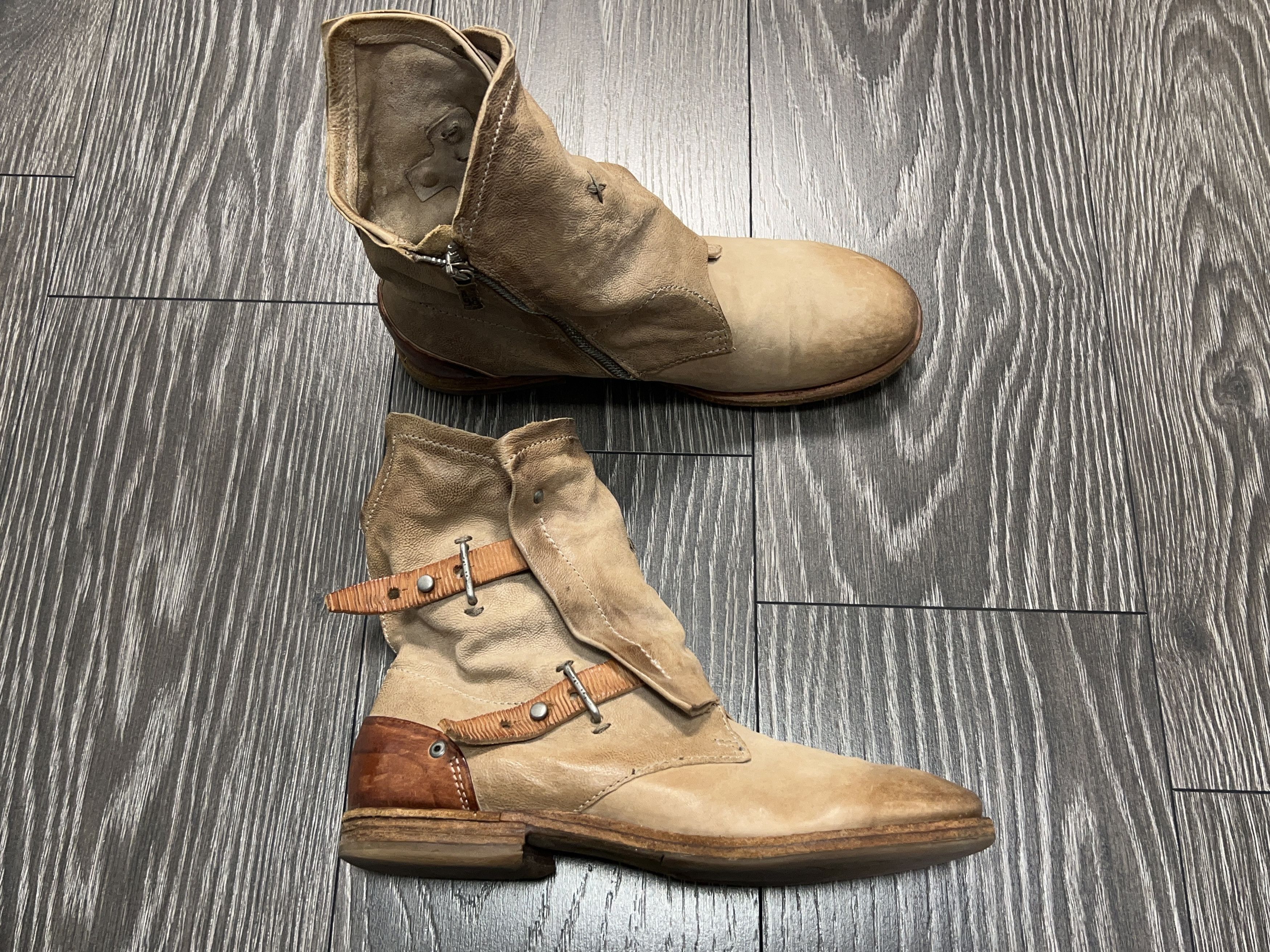 A.S.98 Airstep Leather Boots Shoes Moto Biker Gothic Buckle Zip Size US 10 / IT 40 - 1 Thumbnail