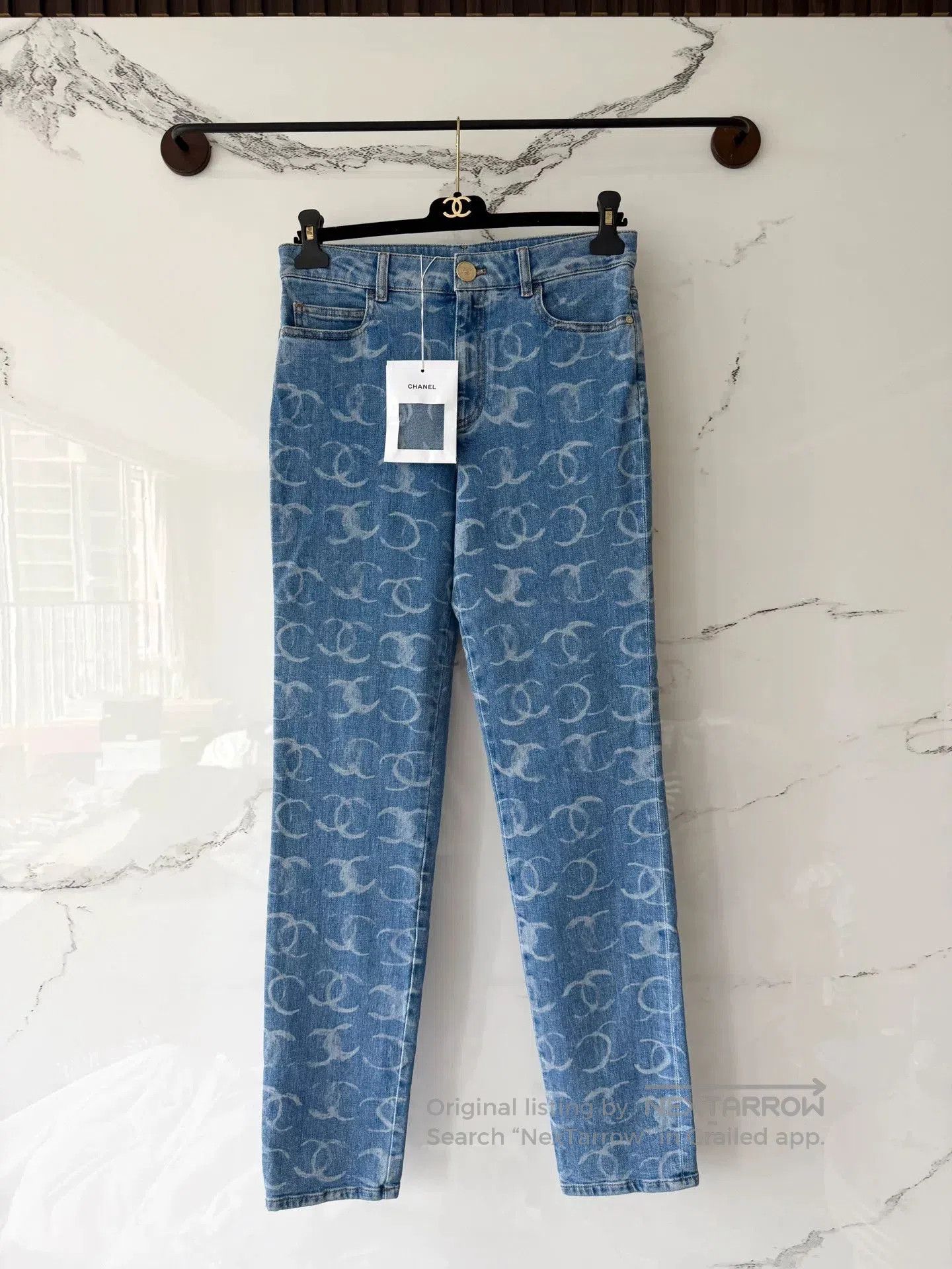 Chanel Chanel Blue Sequin Denim Pants. Size 37" - 1 Thumbnail