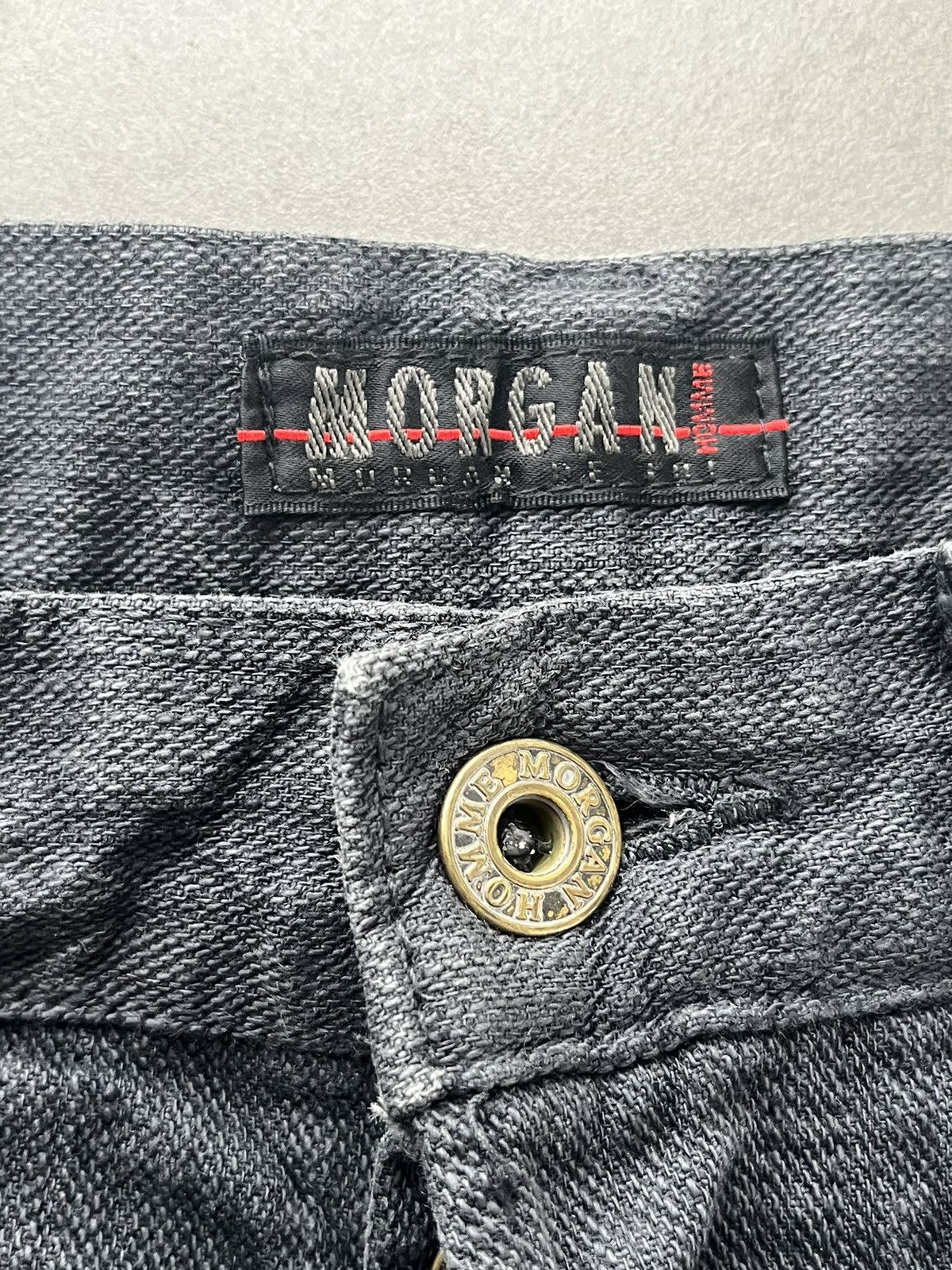 If Six Was Nine JAPANESE MORGAN HOMME FLARE BUTTON BLACK WASHED JEANS PUNK Size US 30 / EU 46 - 12 Thumbnail