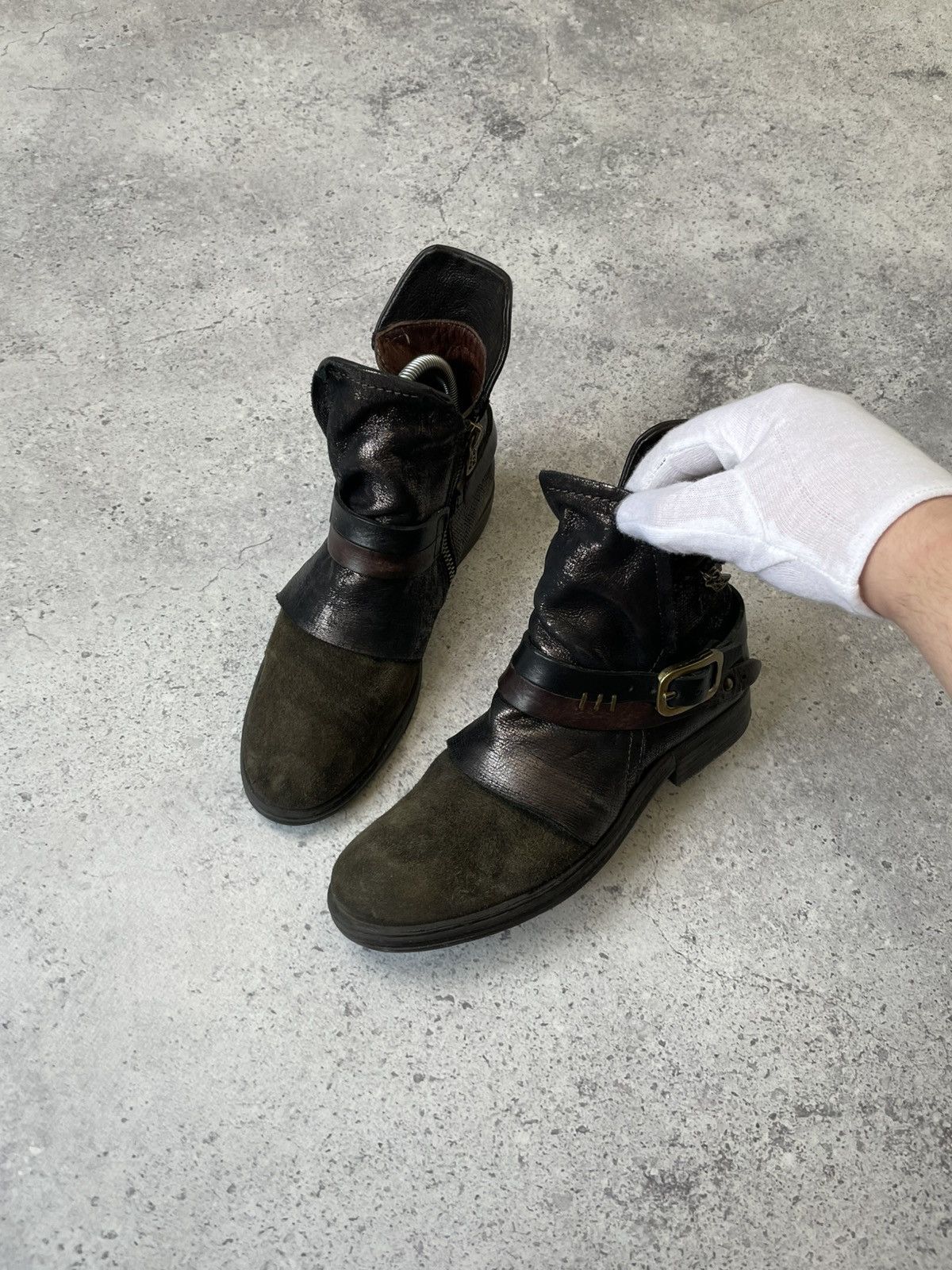 A.S.98 A.S 98 Leather Suede Boots Biker Gothic Avant Garde Zip Size US 7 / IT 37 - 5 Thumbnail