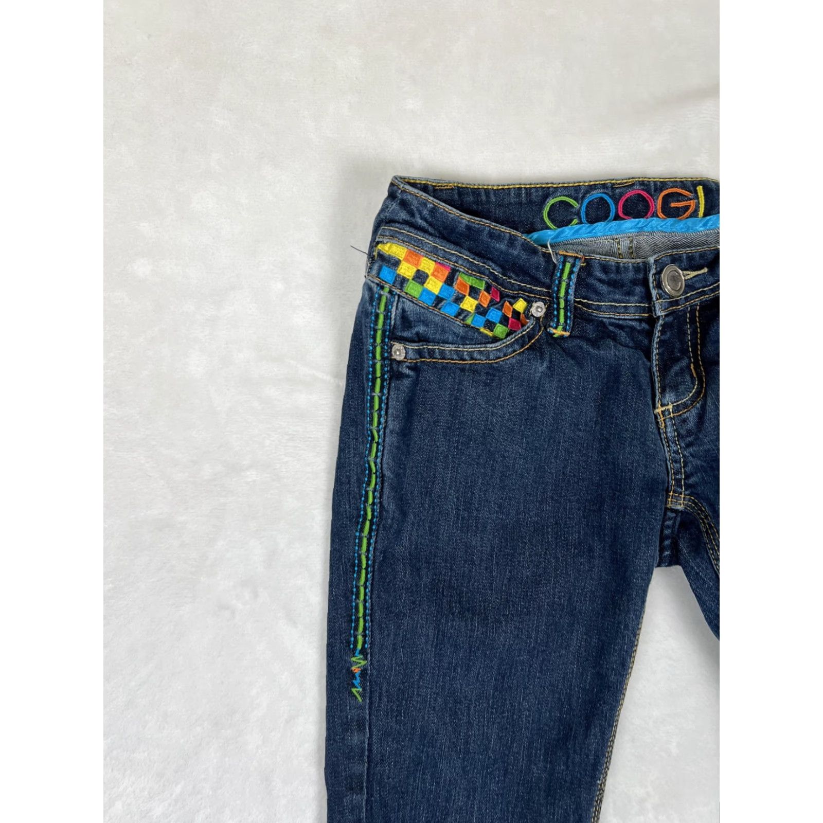 Coogi COOGI Jeans Slim Straight 1/2 Juniors Blue Dark Wash Embroidered 5-Pocket Denim Size 25" / US 0 / IT 36 - 3 Thumbnail
