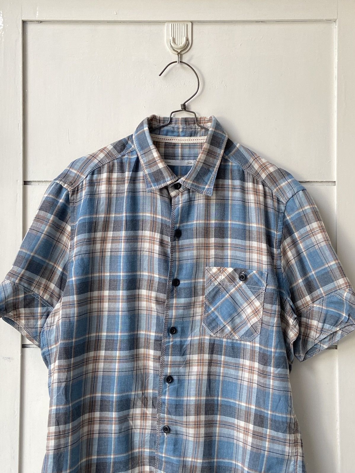 Issey Miyake × Japanese Brand × Tete Homme TETE HOMME Blue Plaid Shirt Size US S / EU 44-46 / 1 - 11 Thumbnail