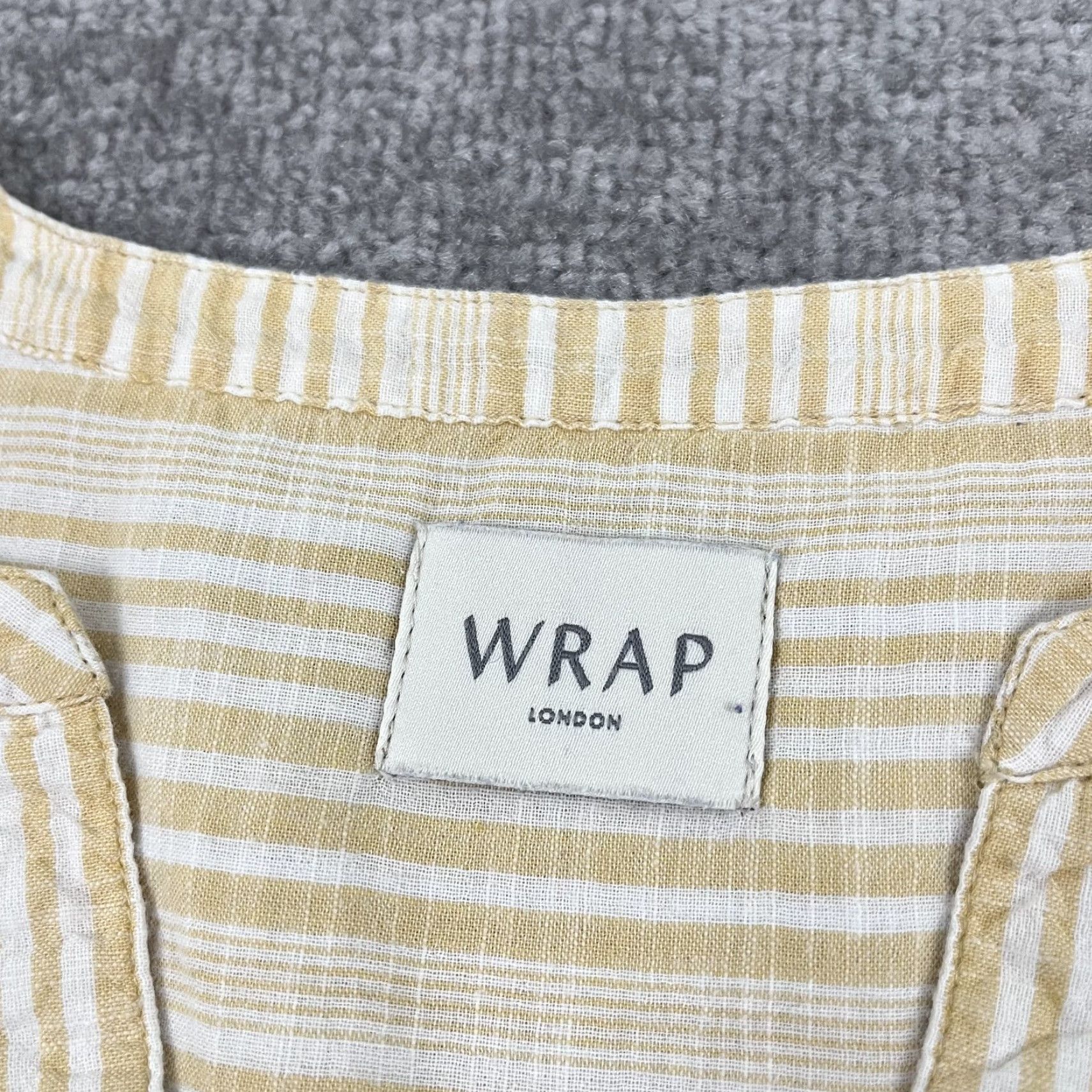 Vintage Wrap London Blouse Top Womens UK 14 / US 10 Yellow White Striped Beachy Minimal 3/4 Sleeve Casual Shirt Womens Regular Size Yellow Size L / US 10 / IT 46 - 2 Thumbnail
