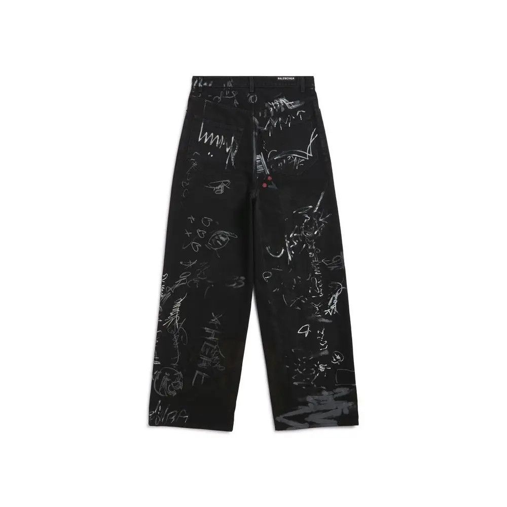 Balenciaga o1mt1gz0325 Soft Black Left Hand Denim Baggy Pants in Black Size US 30 / EU 46 - 2 Thumbnail