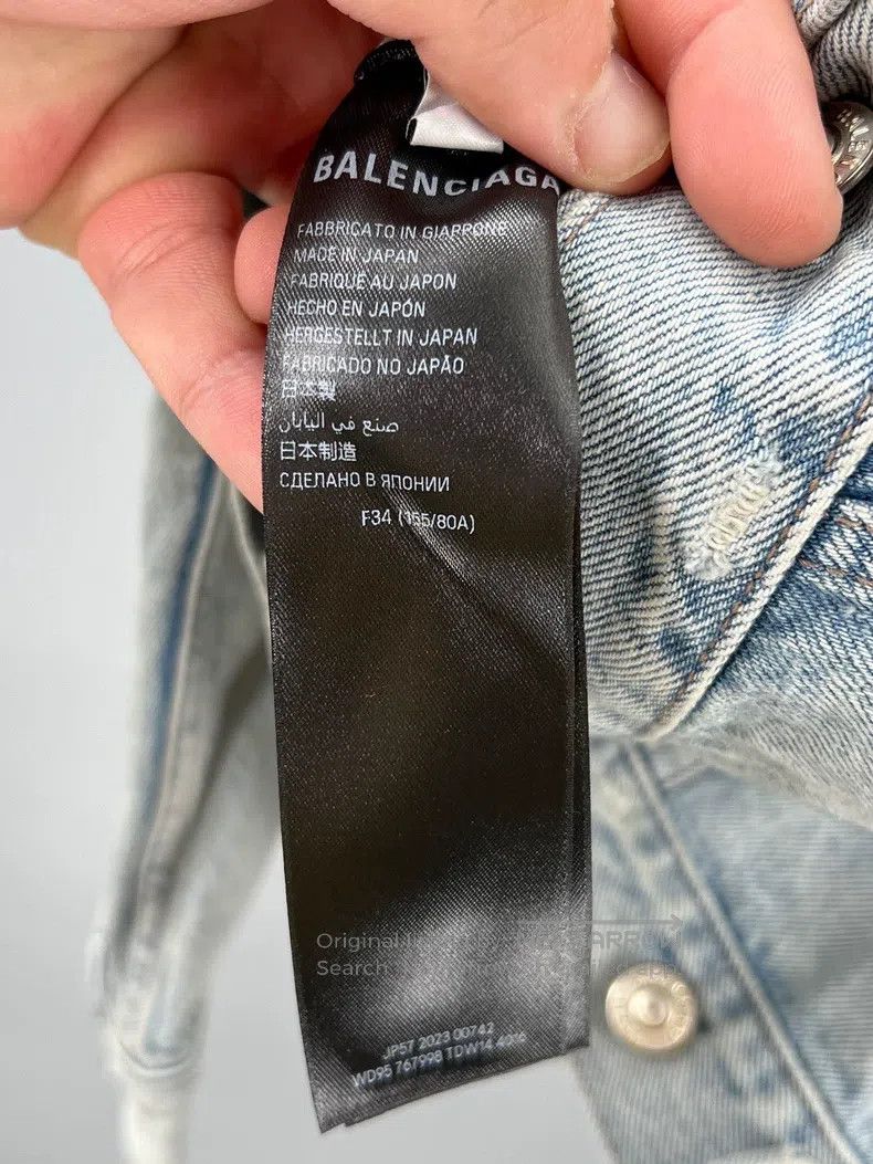 Balenciaga Balenciaga Women's Blue Washed Rhinestone Logo Denim Jacke Size XXS / US 00 / IT 34 - 6 Thumbnail