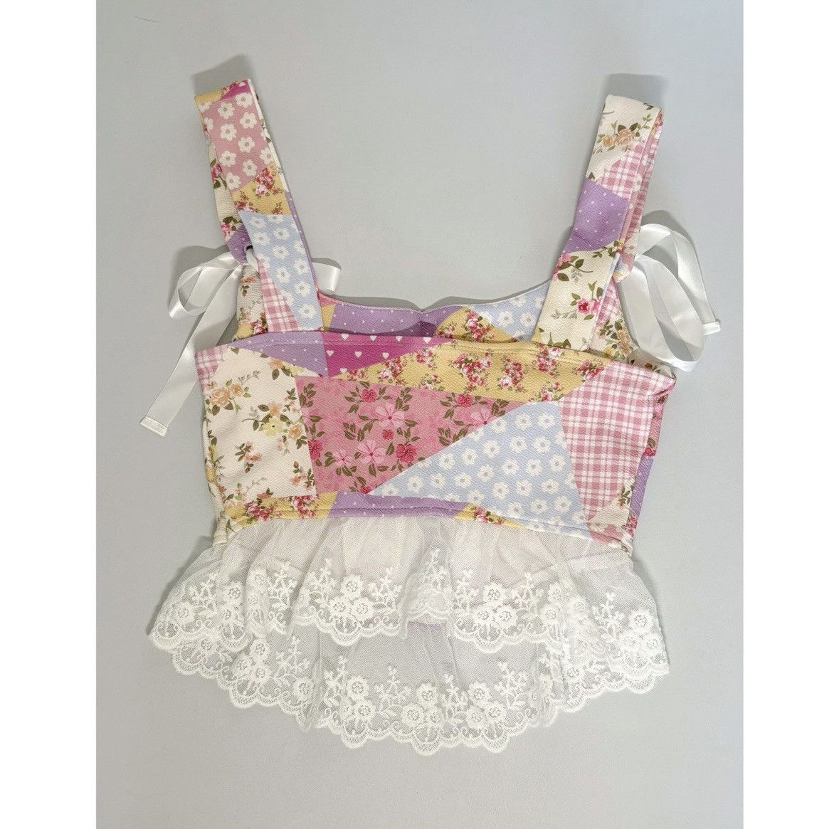 Japanese Brand Pink Coquette Floral Patchwork Lace Bows Shirt Blouse XS 🎀✨ Size XS / US 0-2 / IT 36-38 - 4 Thumbnail