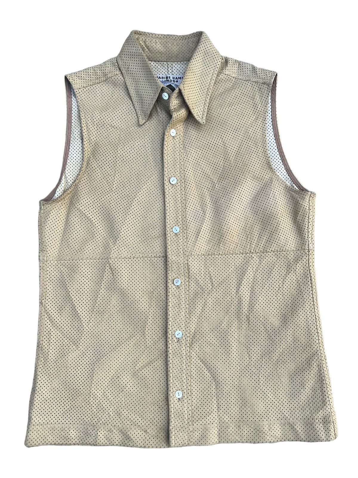Katharine Hamnett London Vintage KHL Sheepskin Mesh Leather Shirt Sleeveless Size US S / EU 44-46 / 1 - 1 Thumbnail