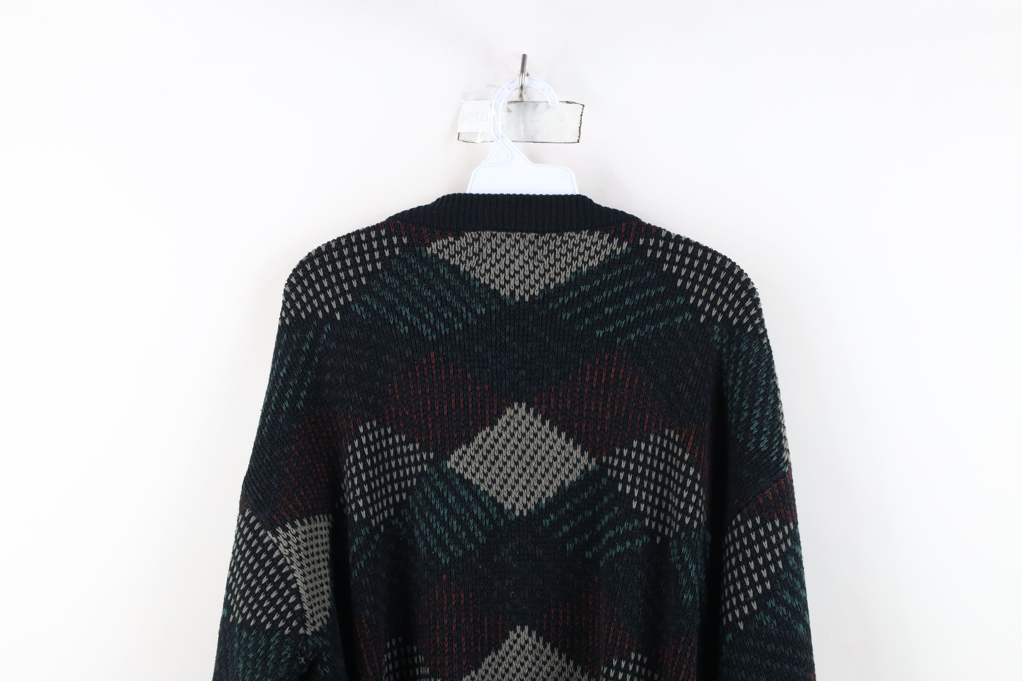 Vintage Vintage 90s Streetwear Diamond Ribbed Knit Crewneck Sweater Size US XXL / EU 58 / 5 - 10 Thumbnail