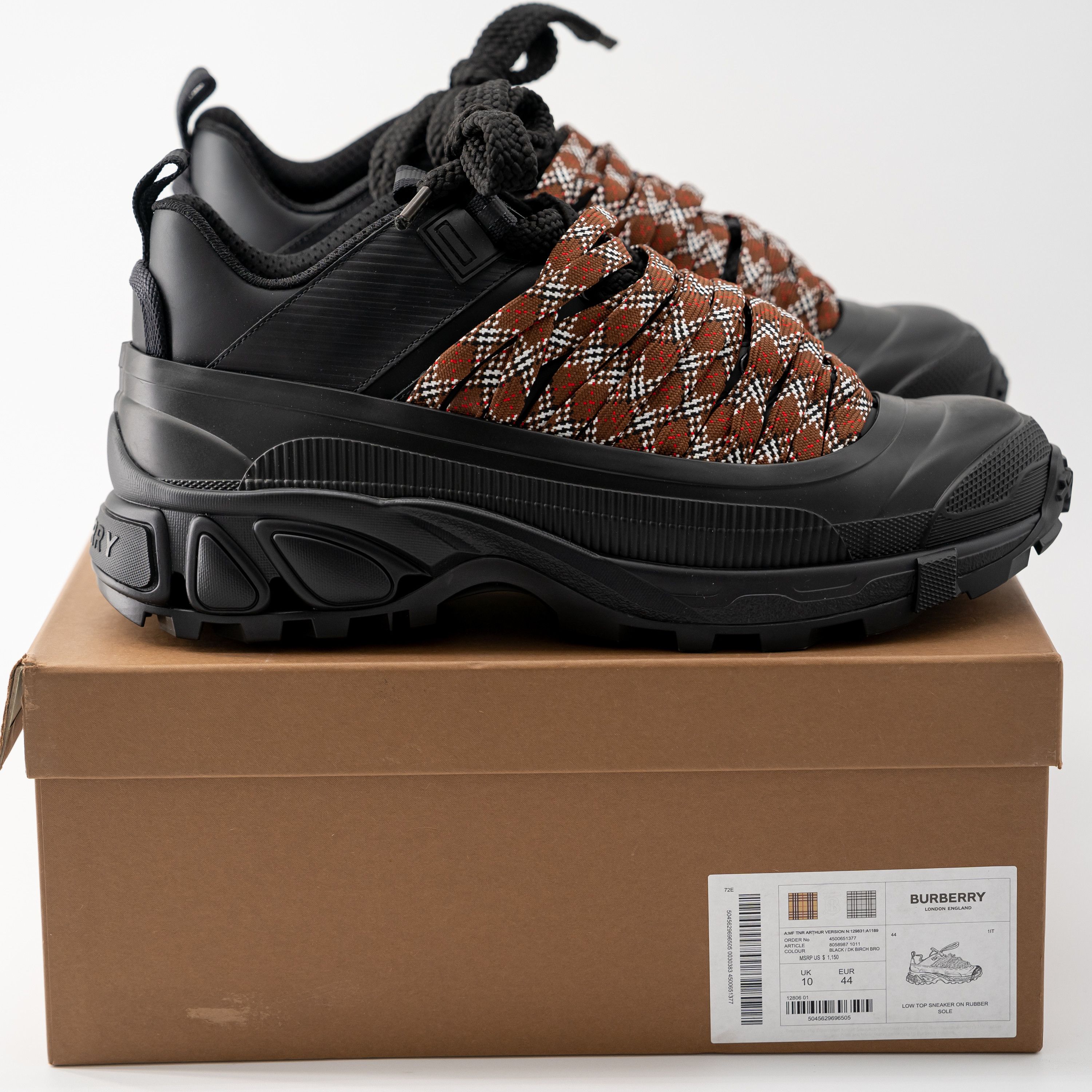 Burberry Burberry Arthur Lace Black Brown Sneakers Leather Big Laces Size US 11 / EU 44 - 11 Thumbnail