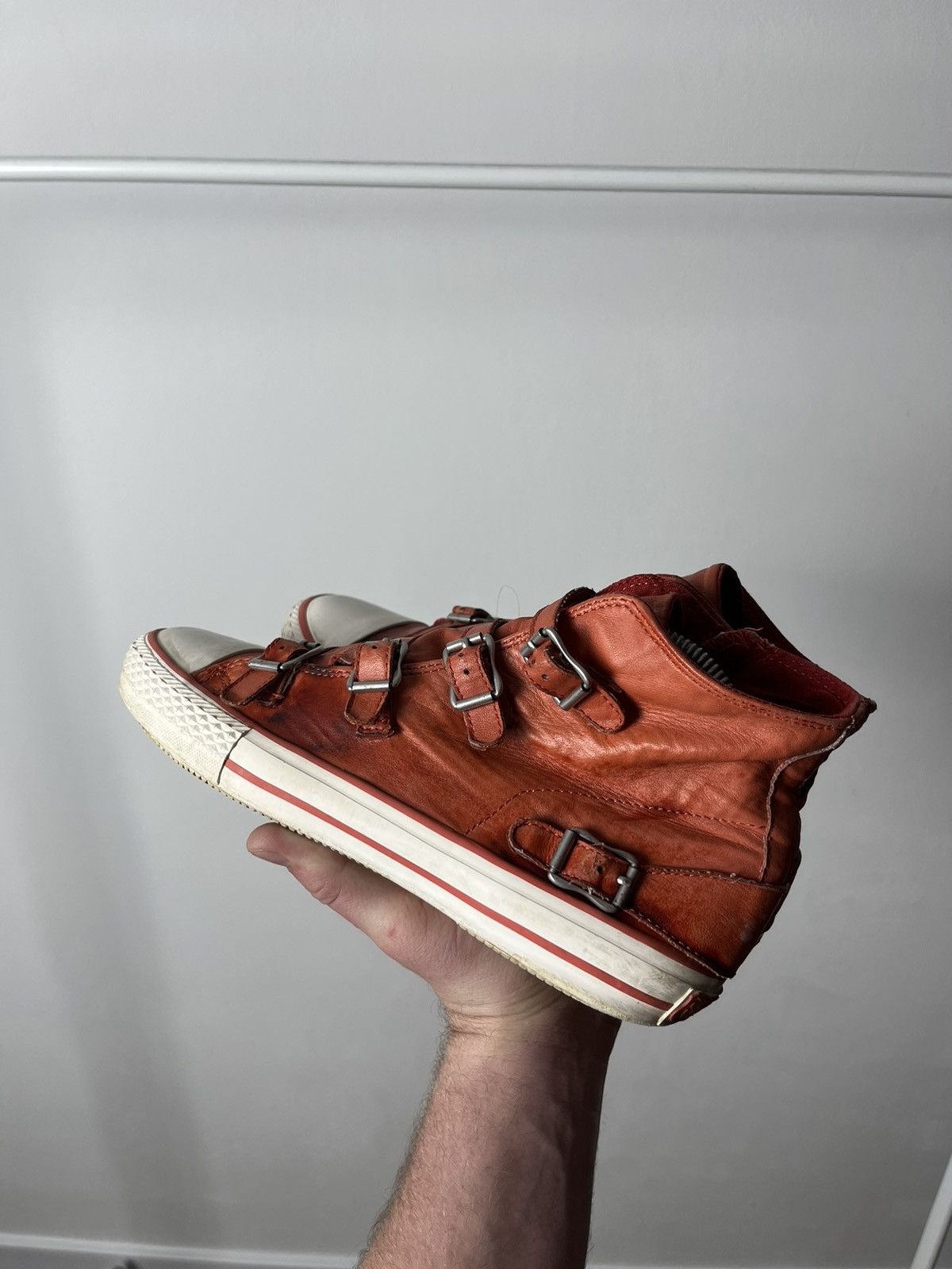 ASH Vintage Ash Punk Faded Leather Hi-Top Strap Sneakers Size US 9 / IT 39 - 6 Thumbnail