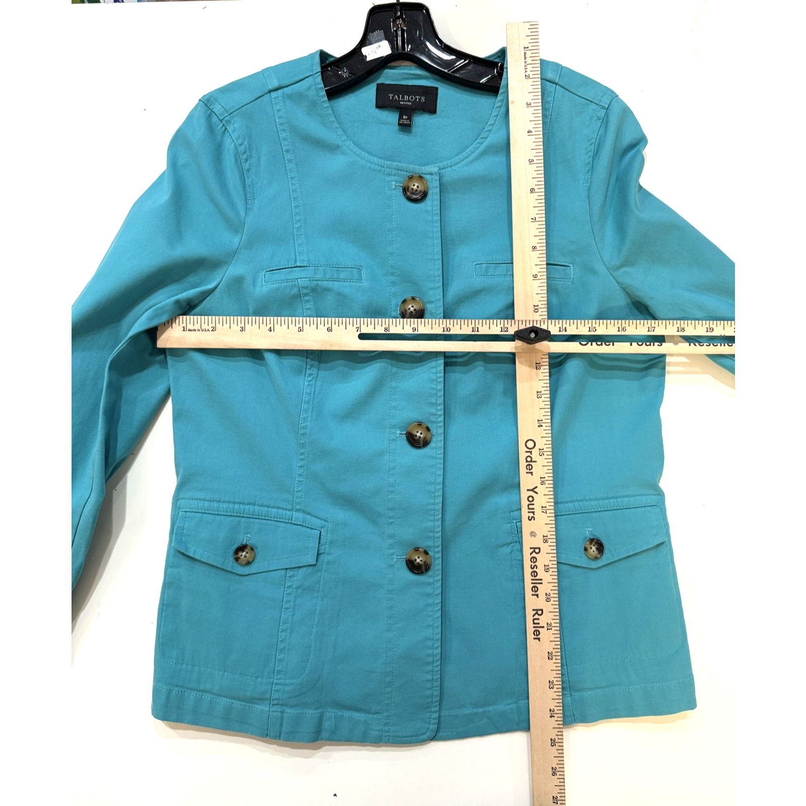 & Other Stories Talbots Jacket Womens SM Teal Button Utility Chore Pockets Size S / US 4 / IT 40 - 5 Thumbnail