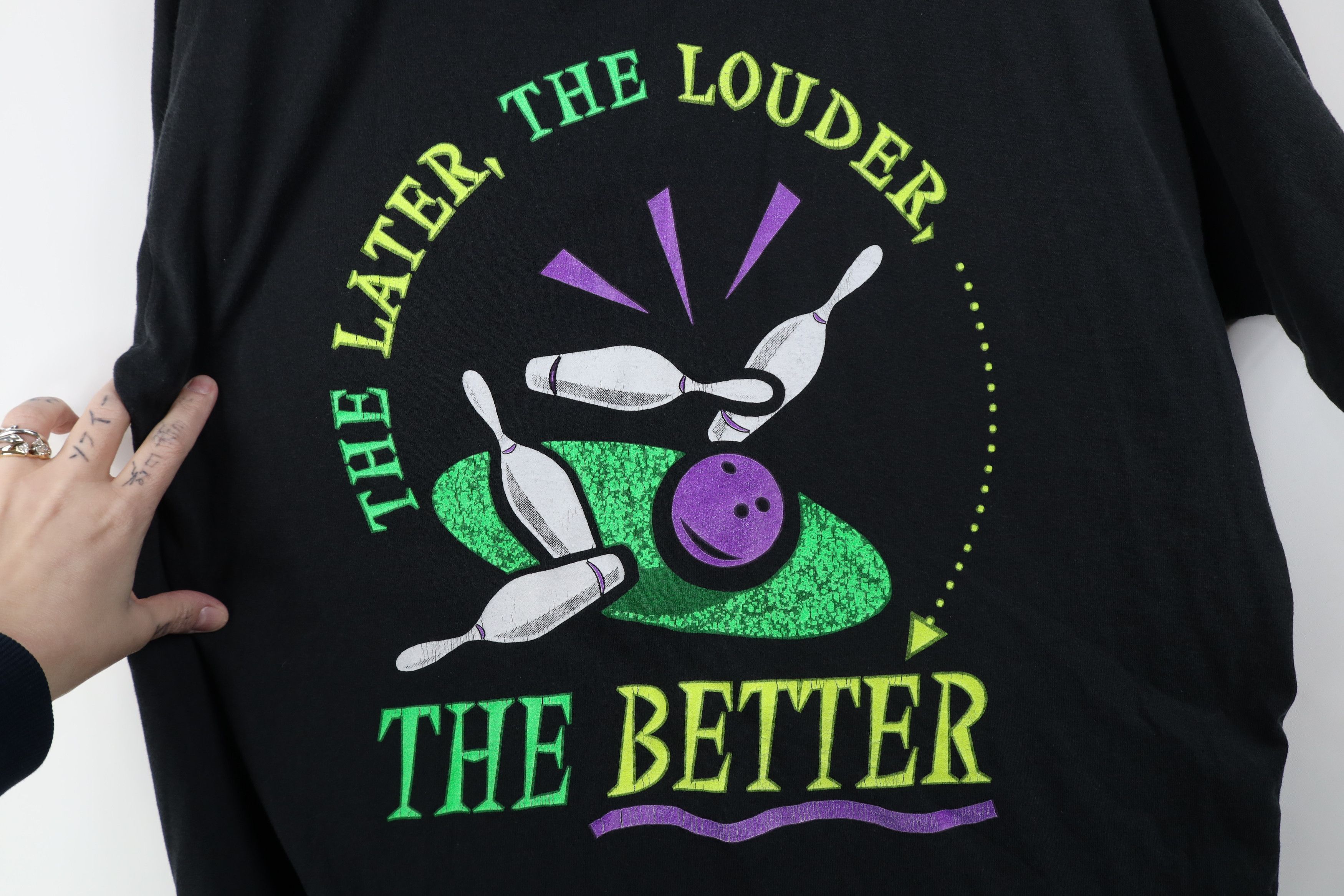 Vintage Vintage 90s Plaza Lanes Bowling Alley Staff T-Shirt Black Size US XL / EU 56 / 4 - 6 Thumbnail