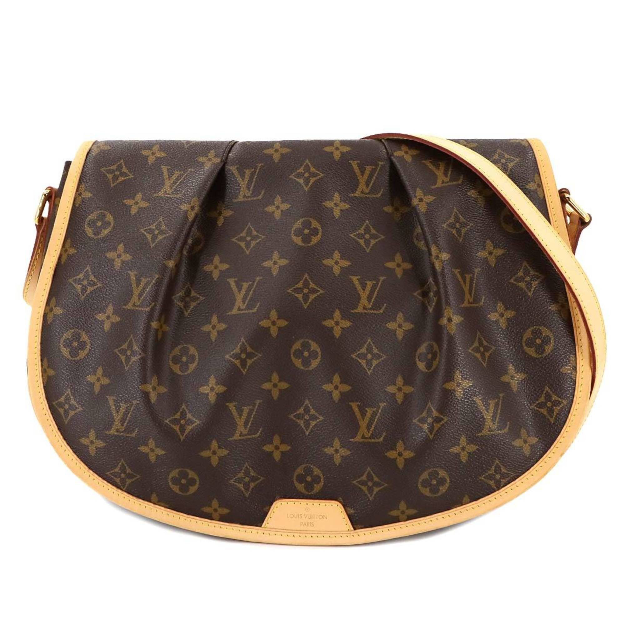 Louis Vuitton Monogram Menilmontant Mm Shoulder Bag Brown M40473 Gold Hardware, Women's