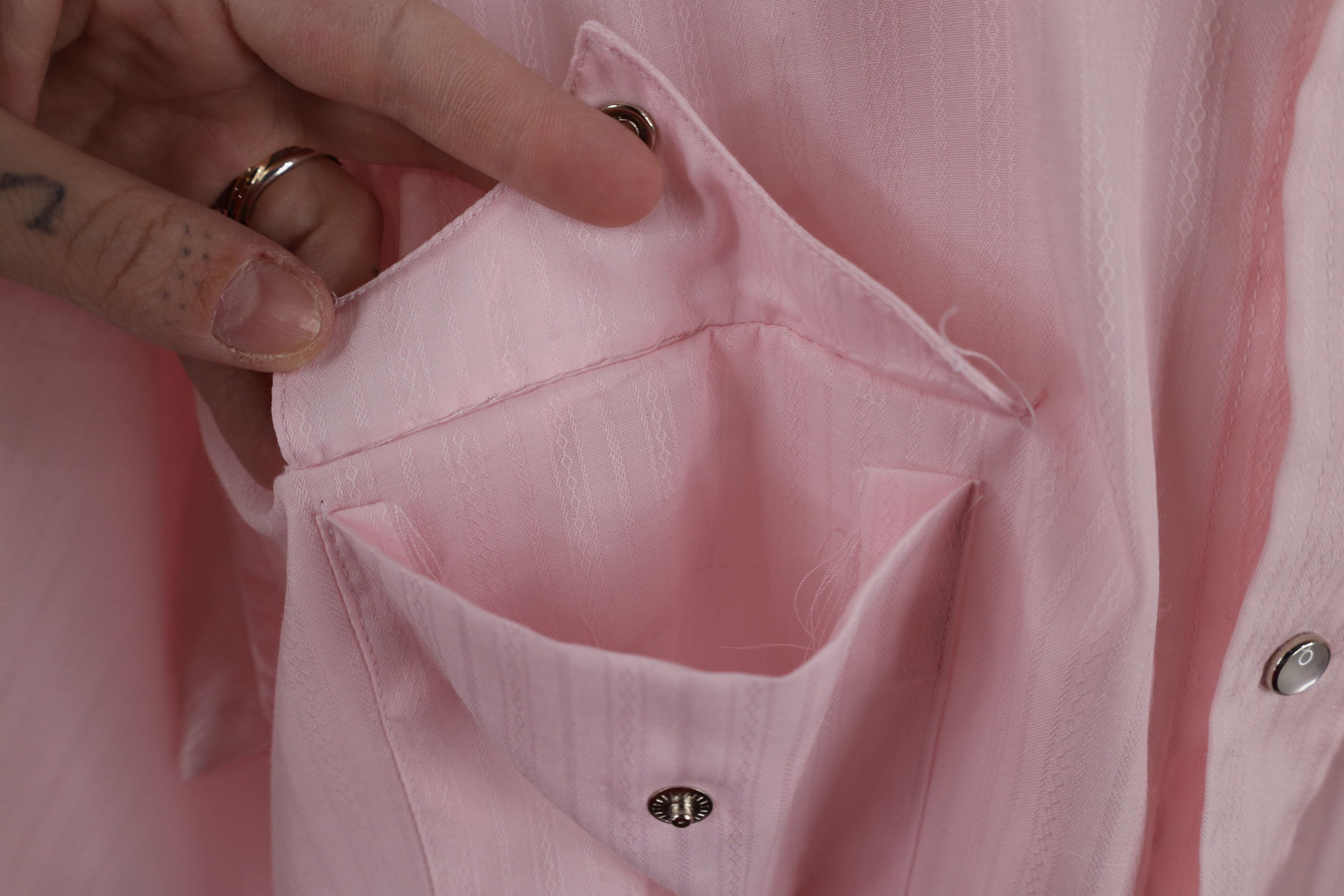 Vintage Vintage 90s Rockabilly Western Snap Button Shirt Pink Size US M / EU 48-50 / 2 - 7 Thumbnail