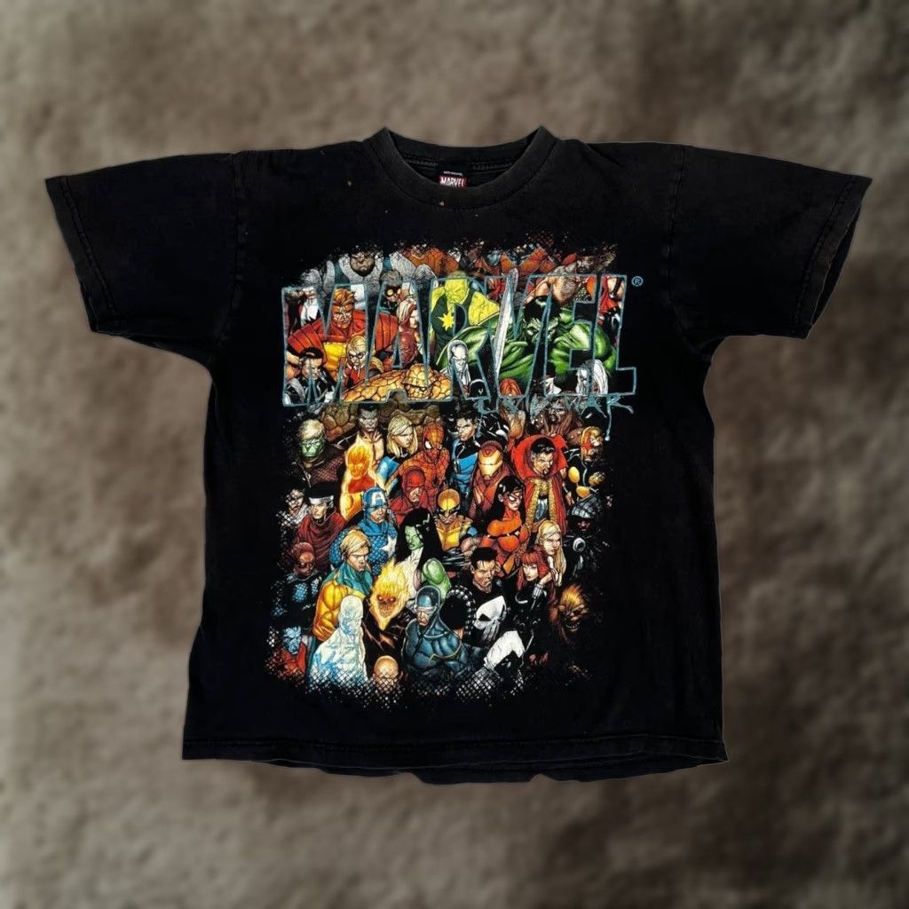 Vintage VINTAGE Marvel T-Shirt Men Black Size M/L Civil War Heroes Graphic Print Shirt Size US M / EU 48-50 / 2 - 1 Thumbnail