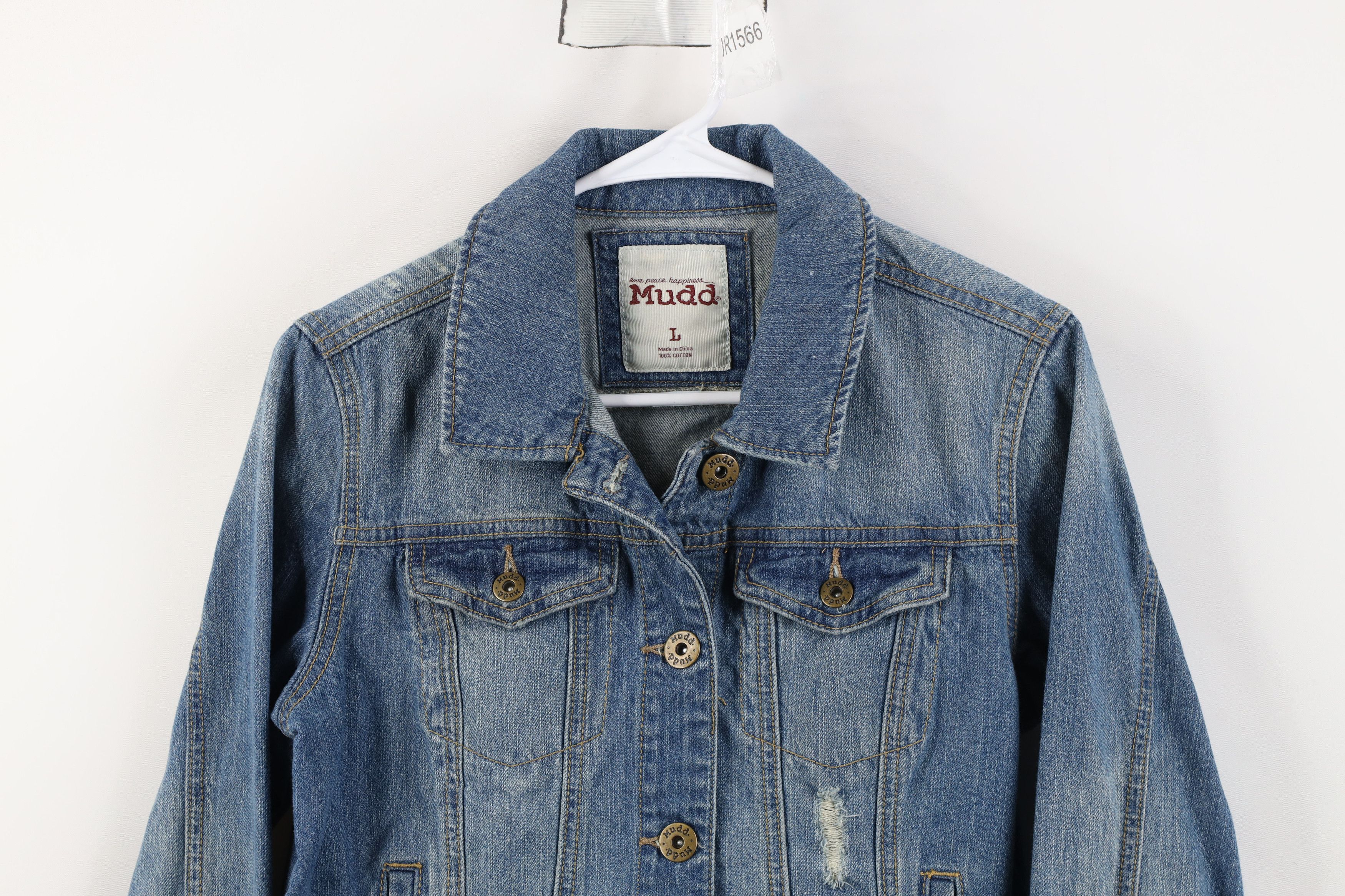 Vintage Vintage 90s Y2K MUDD Babydoll Denim Jean Trucker Jacket Blue Size L / US 10 / IT 46 - 2 Thumbnail