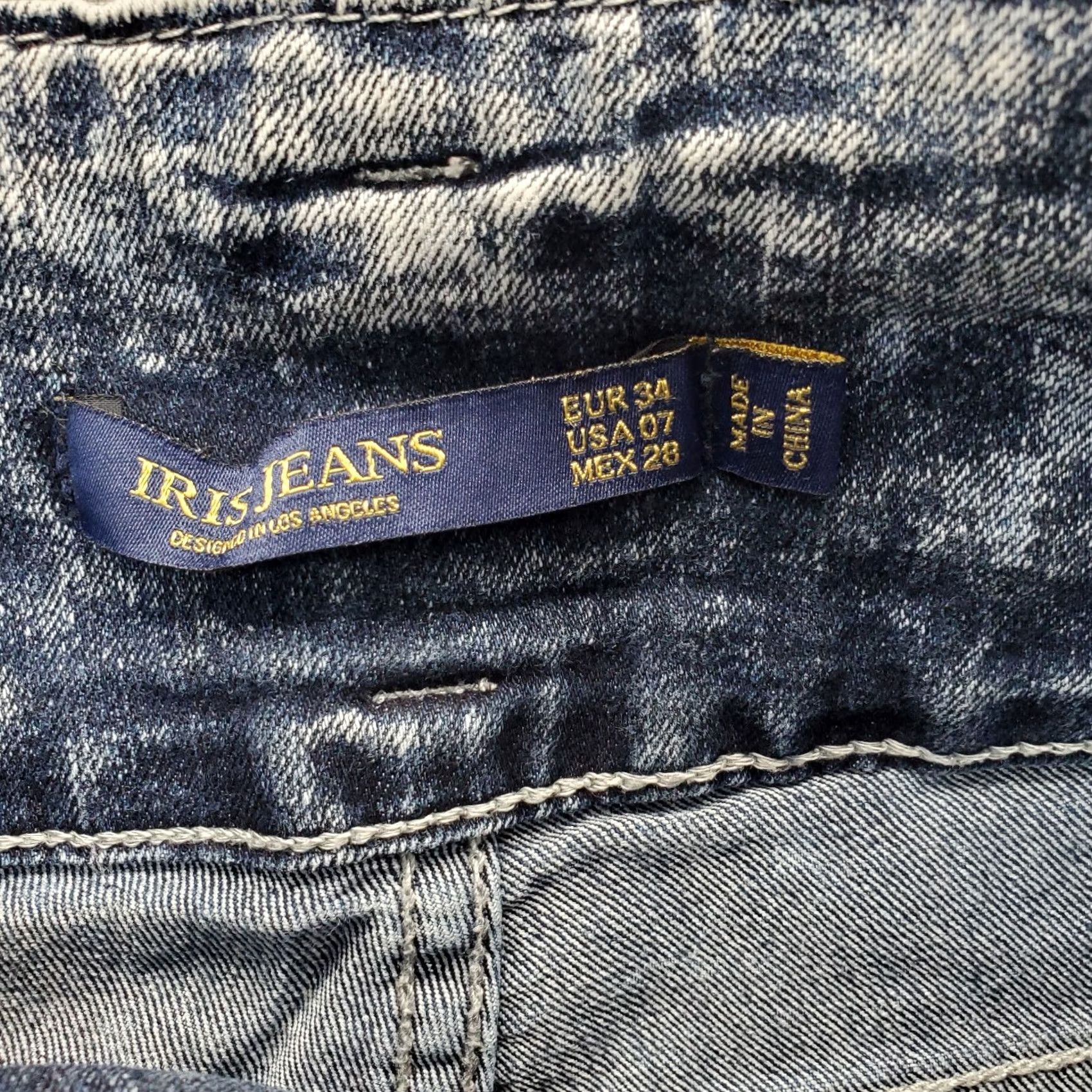 Denime IRIS Jeans Women Size 07 Multi Denim Acid Wash Skinny Fit Low Waist 3 Button Fly Womens Size 07 Denim Jeans Size 28" / US 6 / IT 42 - 7 Thumbnail