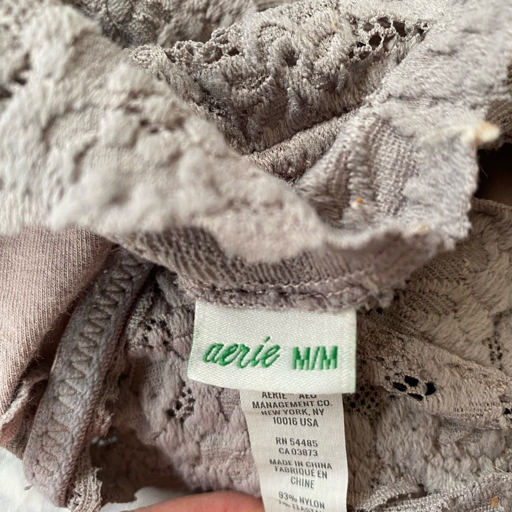 American Eagle Outfitters Aerie women M V-cut halter top lace bralette grey Size ONE SIZE - 5 Thumbnail