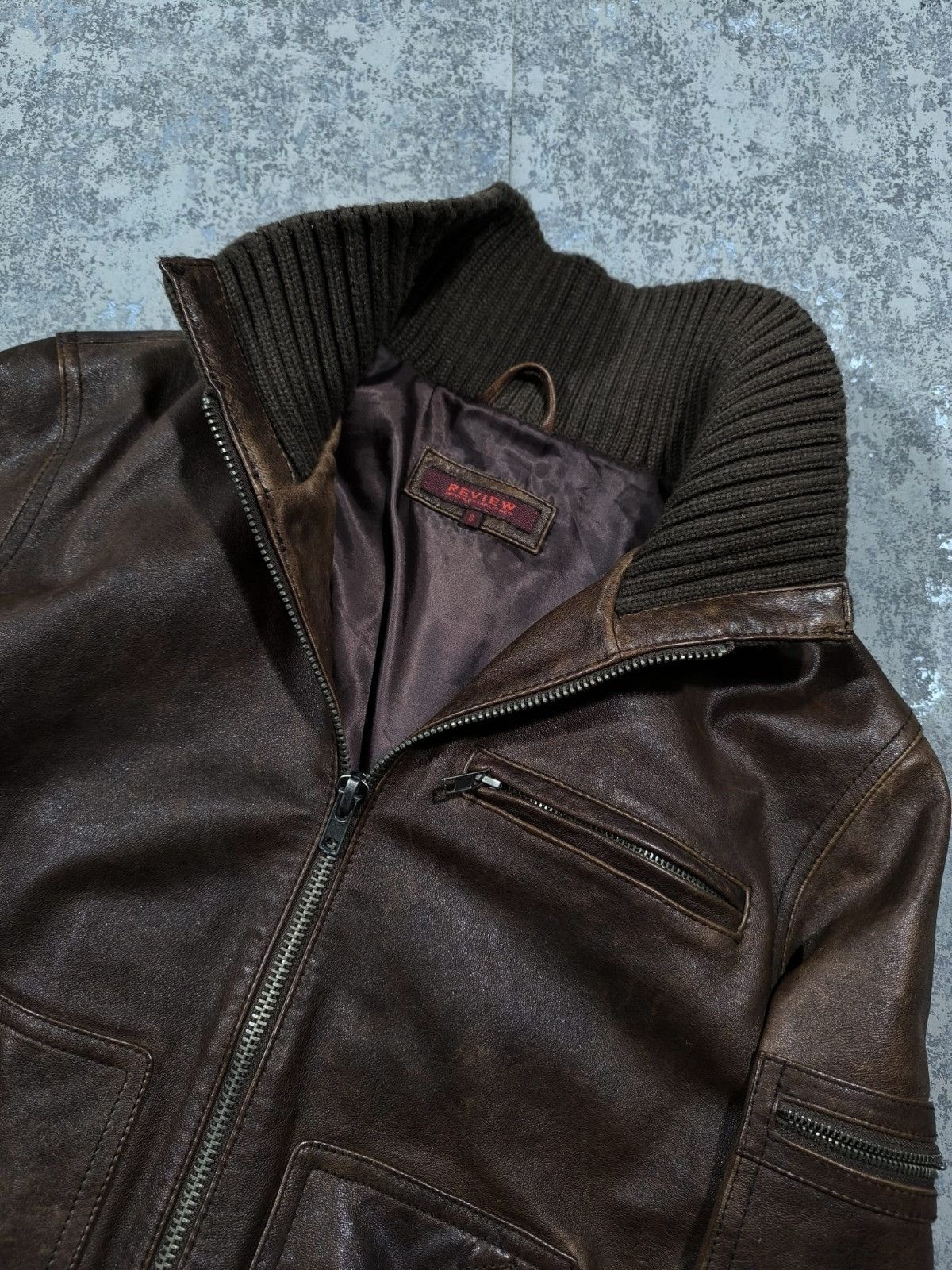 Hysteric Glamour Vtg Brown Leather Bomber Jacket Hedi Slimane Junya Watanabe Size US S / EU 44-46 / 1 - 2 Thumbnail
