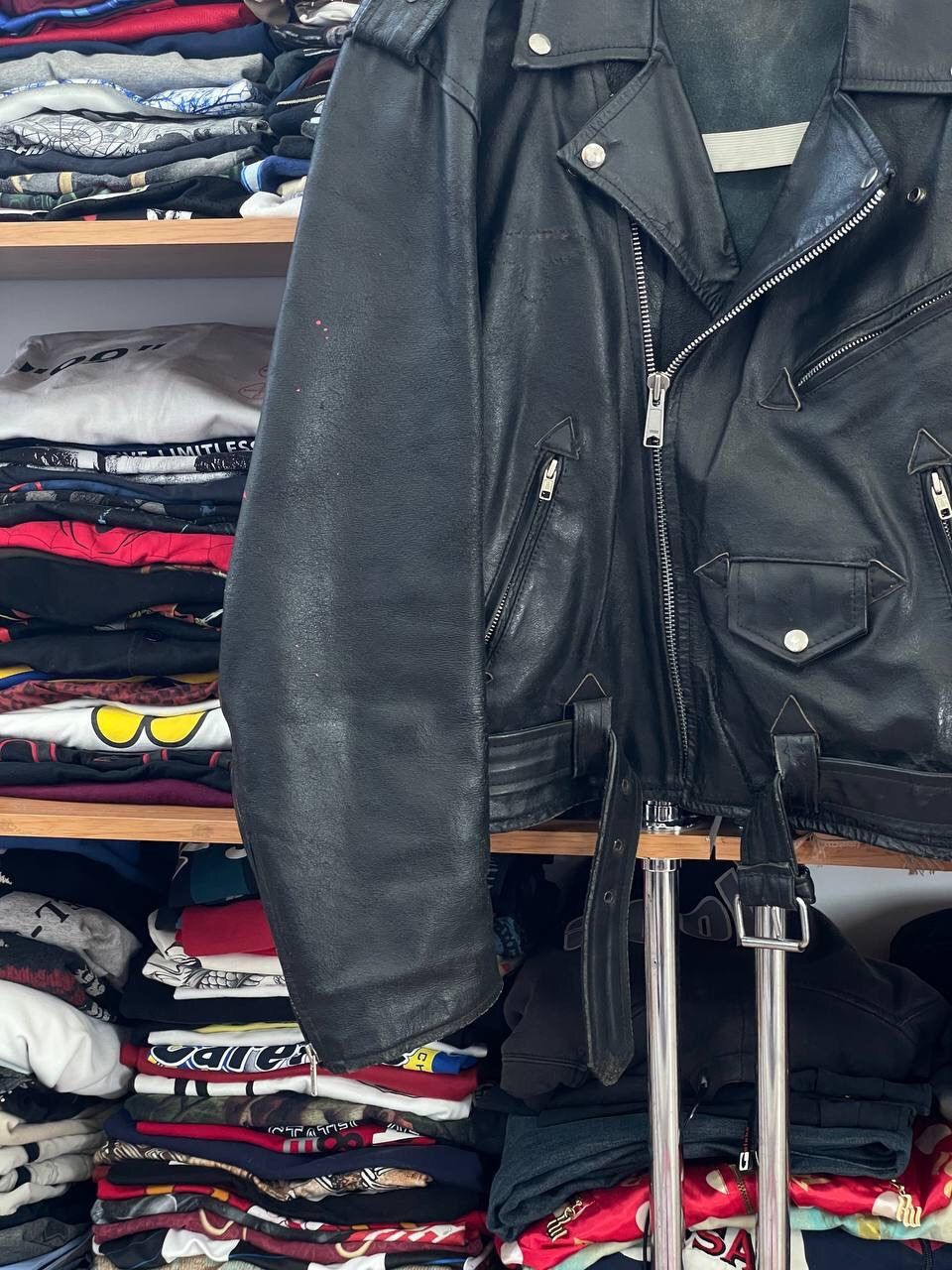 vintage heavy italian leather Y2k motorcycle jacket