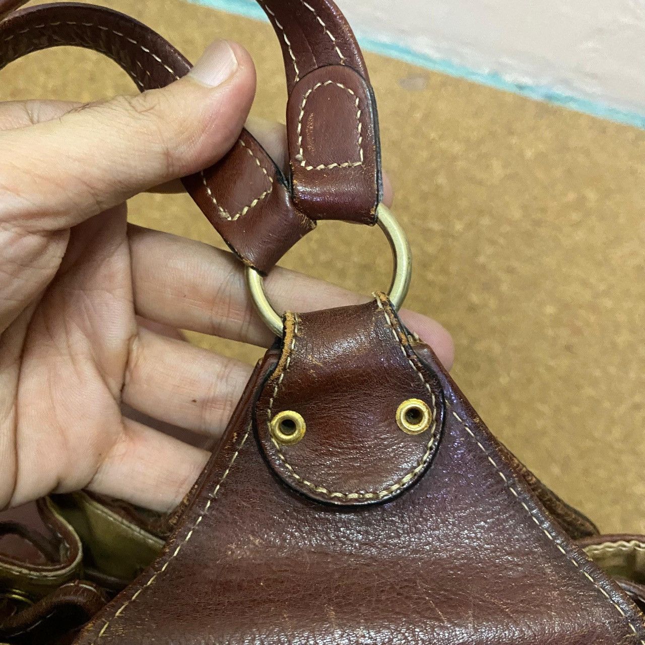 Handmade Texier Vintage Leather Backpack w/ Matching Mini Pouch — Size ONE SIZE - 18 Thumbnail