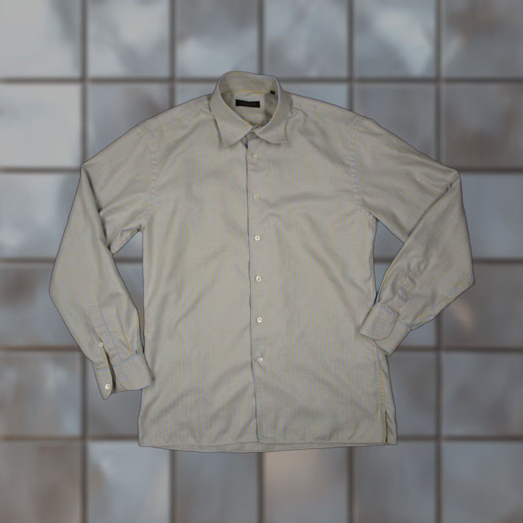 Canali Canali Shirt Men Large Blue Striped Button-Down Long Sleeve Textured Cotton Classic Preppy Mens Size US L / EU 52-54 / 3 - 1 Thumbnail