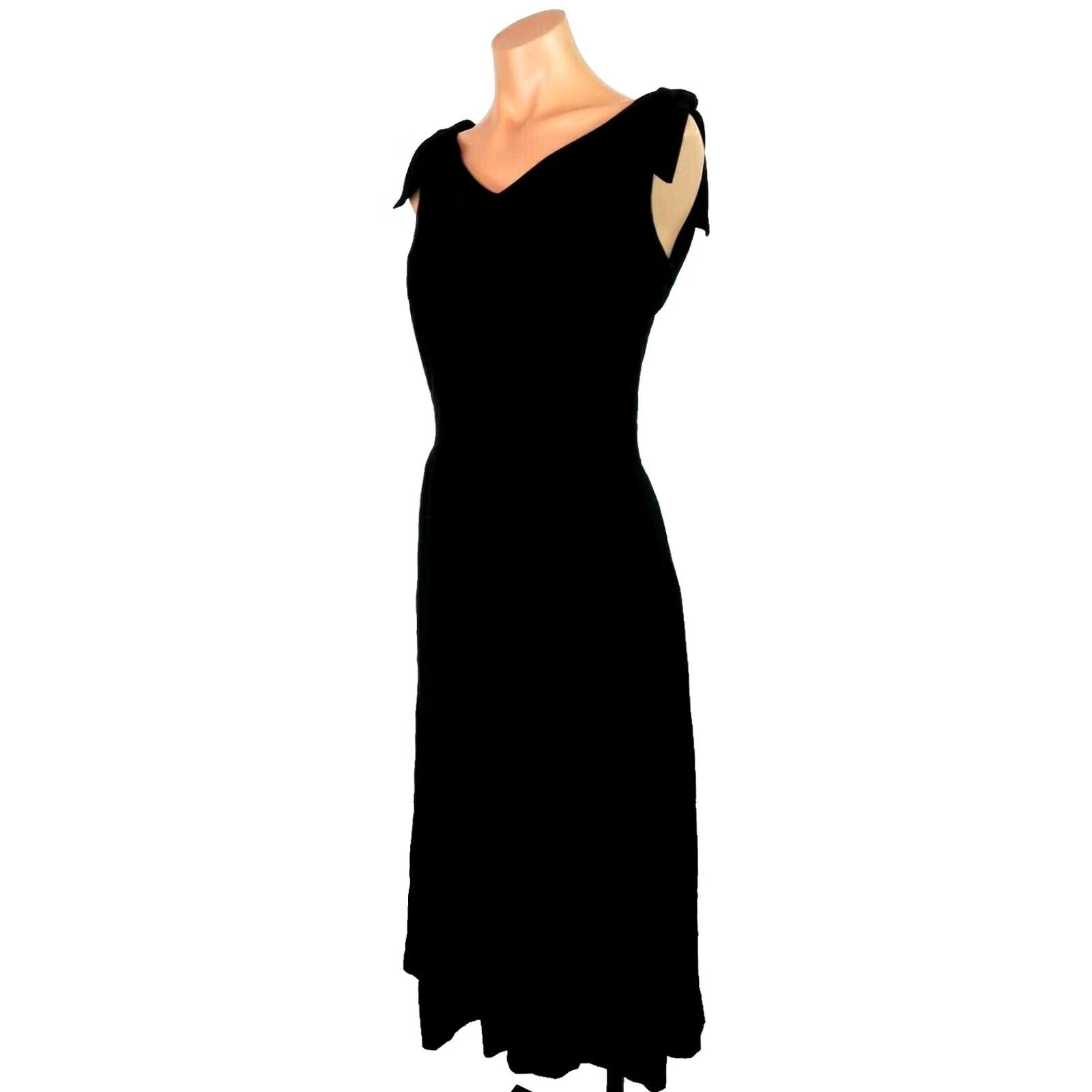 Vintage Vintage Lanz Originals Dress Sz 6 Black Fit flare LBD Bow Strap 1950s Size M / US 6-8 / IT 42-44 - 2 Thumbnail