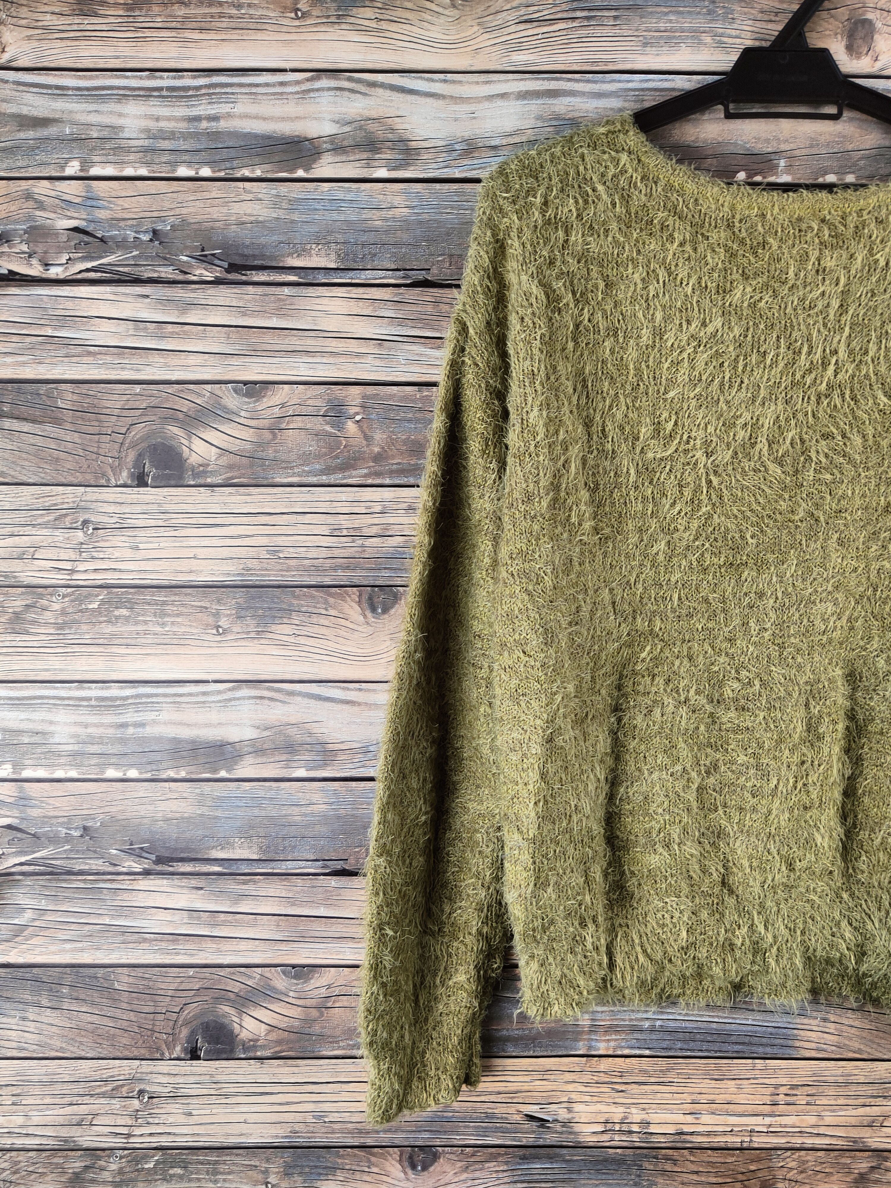 Japanese Brand DL Mouvoir Femme Green Fur Mohair Knitwear #46-930 Size L / US 10 / IT 46 - 8 Thumbnail