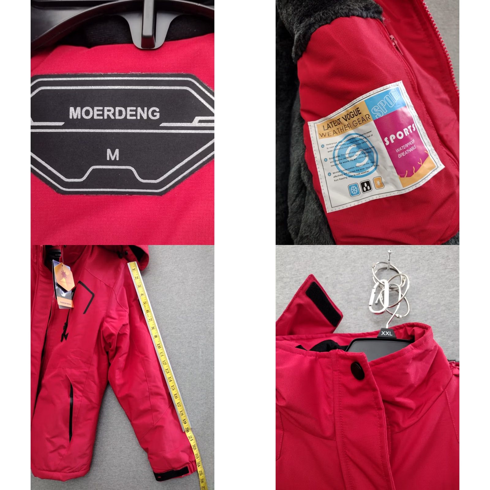 Vintage MOERDENG Jacket Winter Waterproof Hooded Full Zip M Red Mens Size US M / EU 48-50 / 2 - 8 Thumbnail