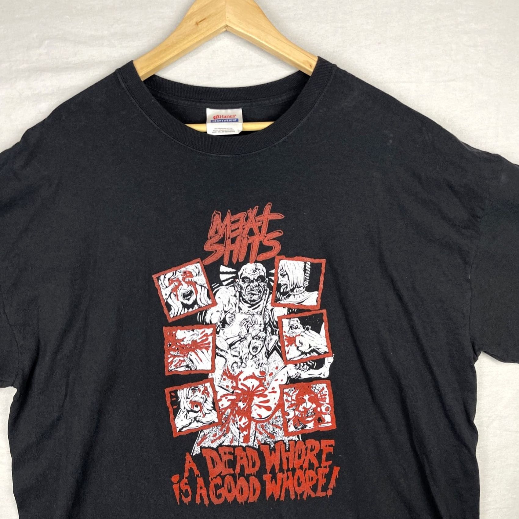 Hanes MeatShits Shirt Mens 2XL Black Death Metal Grindcore Band Tee Short Sleeve Shirt Mens Shirt 2XL Black Death Metal Grindcore Band Tee Short Sleeve Size US XXL / EU 58 / 5 - 3 Thumbnail