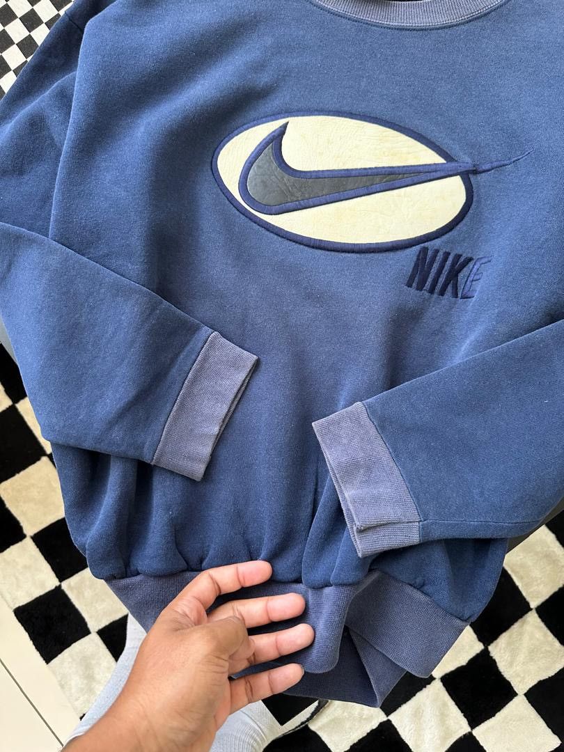 Vintage BOOTLEG NIKE LEATHER BIG LOGO SWEATSHIRT Size US L / EU 52-54 / 3 - 3 Thumbnail
