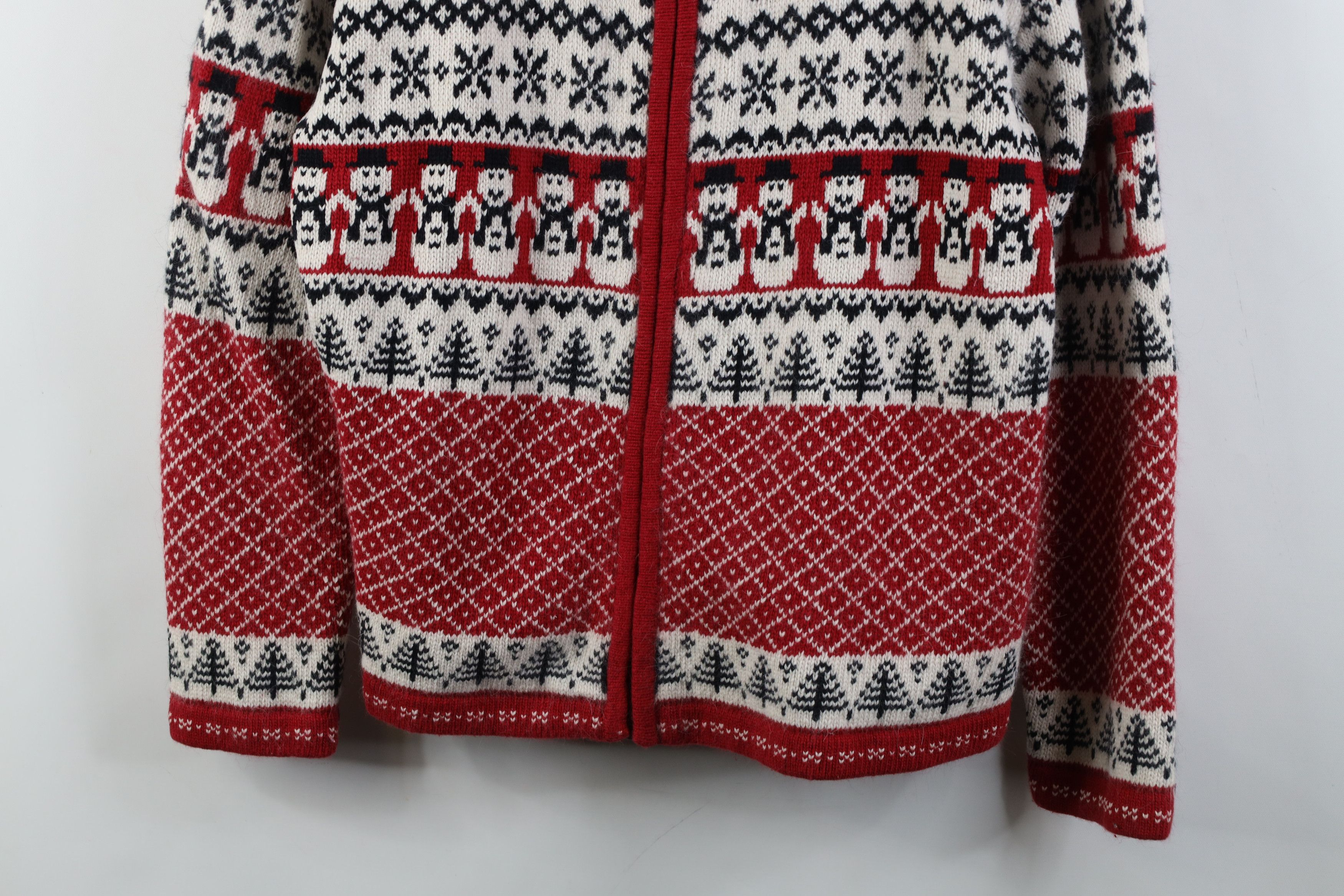 Vintage Vintage 90s Christmas Snowman Fair Isle Cardigan Sweater Size L / US 10 / IT 46 - 3 Thumbnail