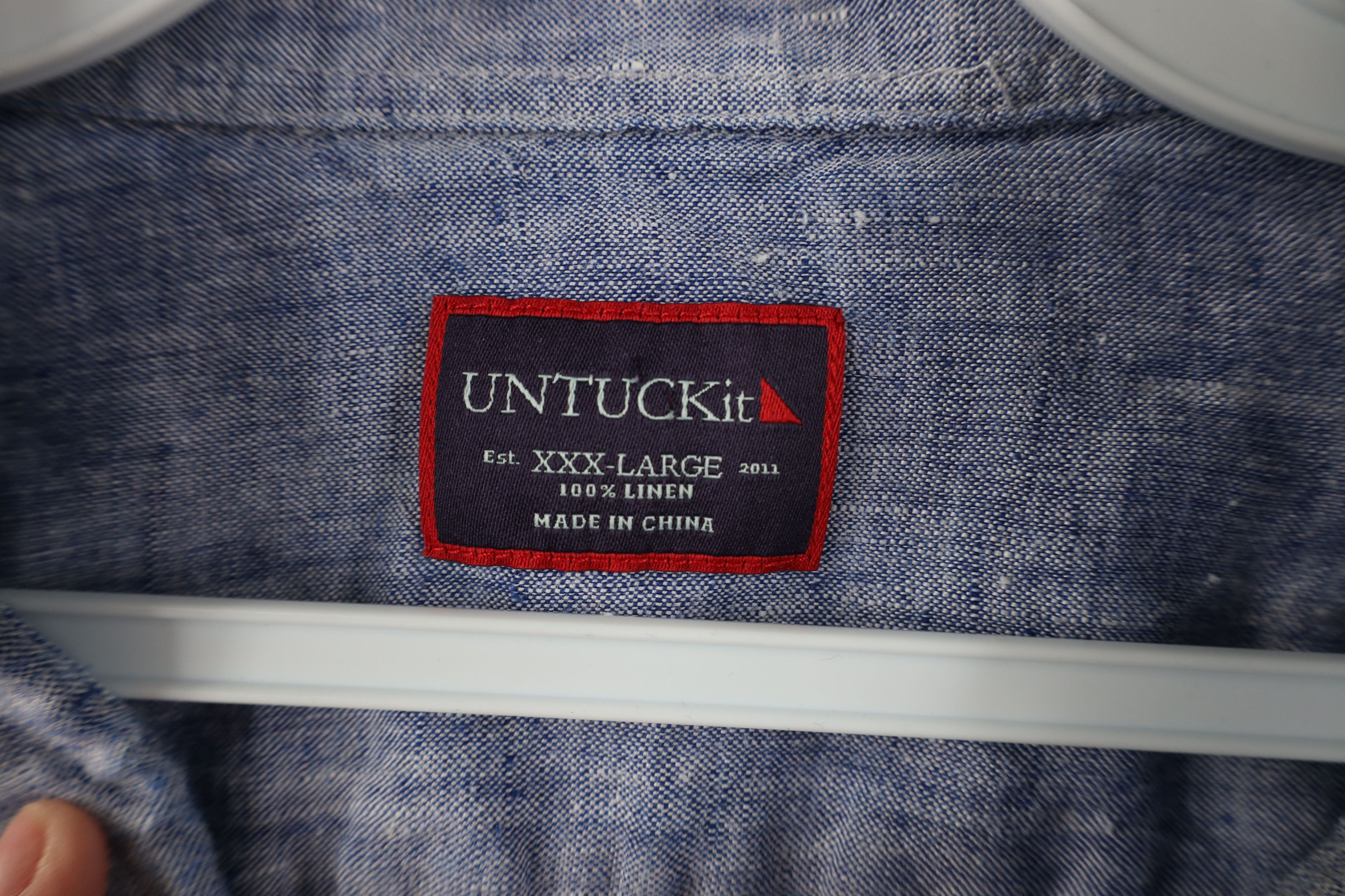 UNTUCKit Untuckit Chambray Linen Short Sleeve Collared Button Shirt Size US XL / EU 56 / 4 - 5 Thumbnail