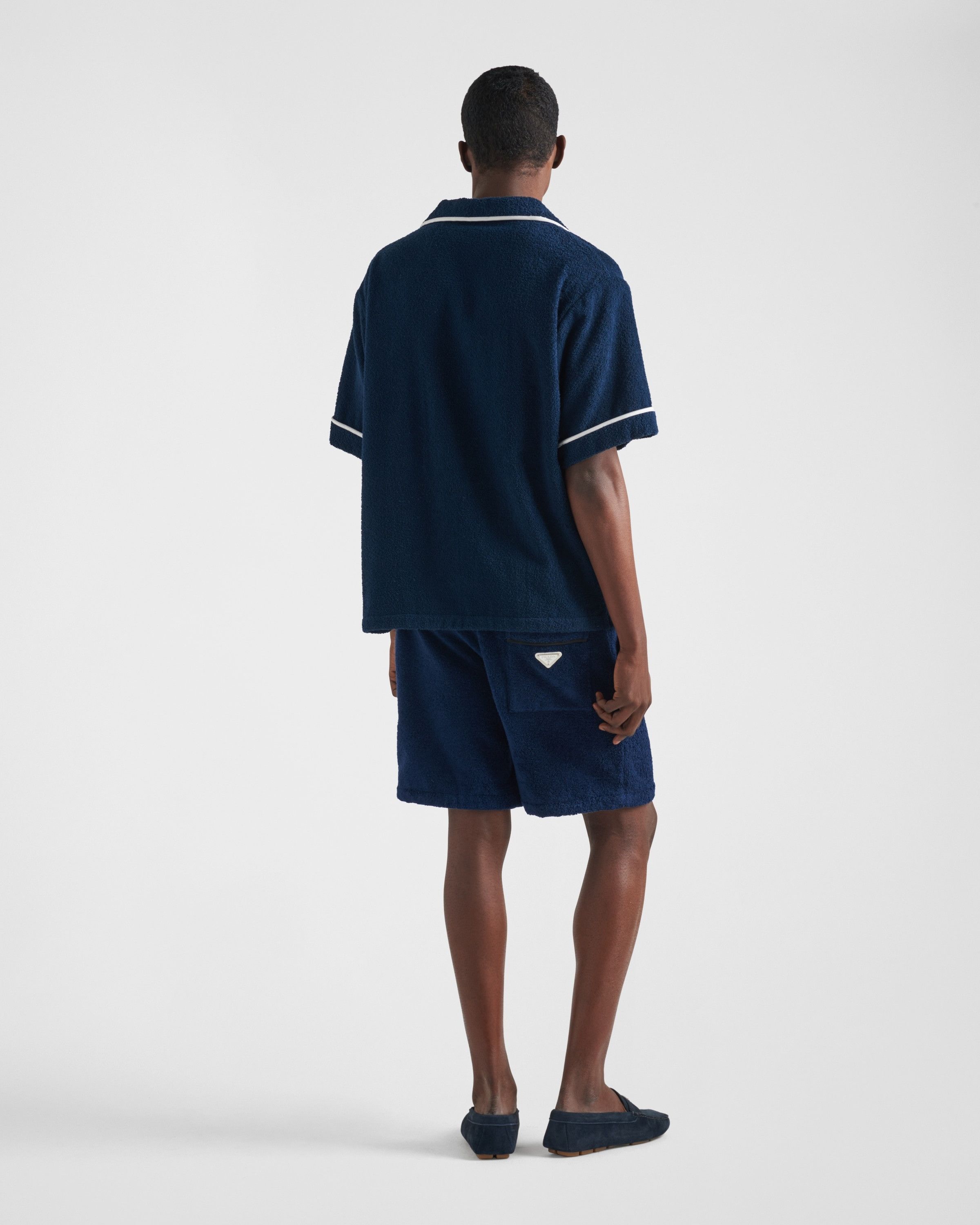 Prada o1la1rc1a0925 Cotton Terry Shorts in Blue Size US 34 / EU 50 - 5 Thumbnail