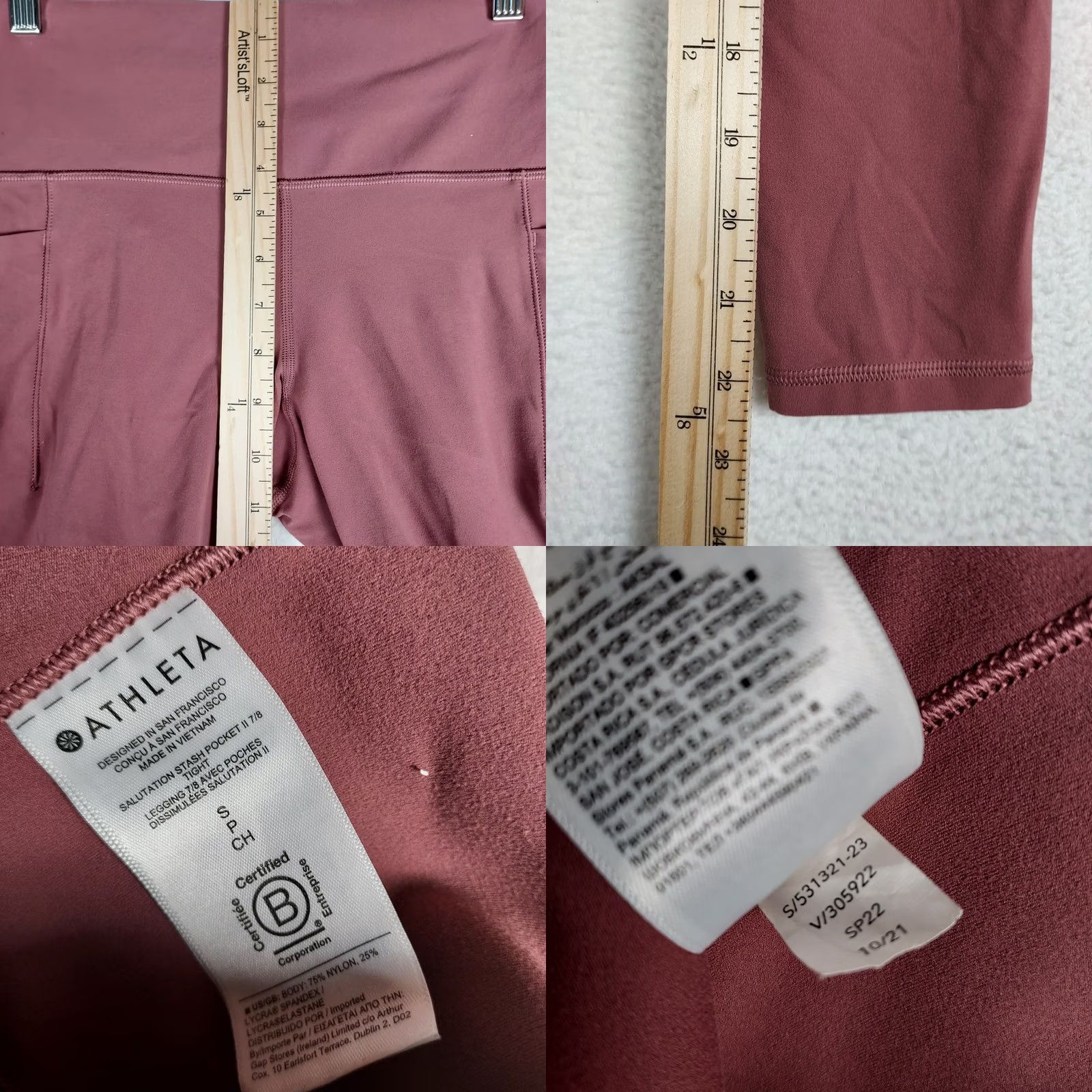 Athleta Athleta Salutation Stash Pocket II 7/8 Leggings Women’s Small Mauve Size 28" / US 6 / IT 42 - 8 Thumbnail