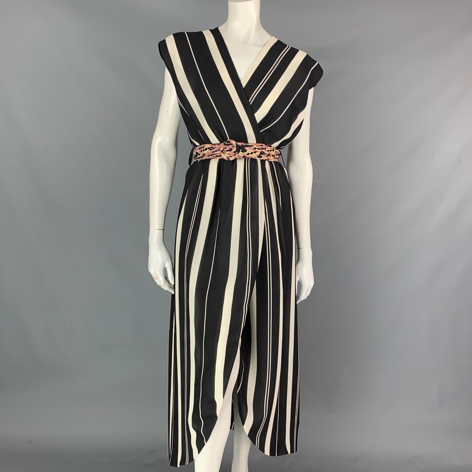 Louis Vuitton Size 4 Black & White Stripe Silk Sleeveless Wrap Dress Size S / US 4 / IT 40 - 1 Thumbnail