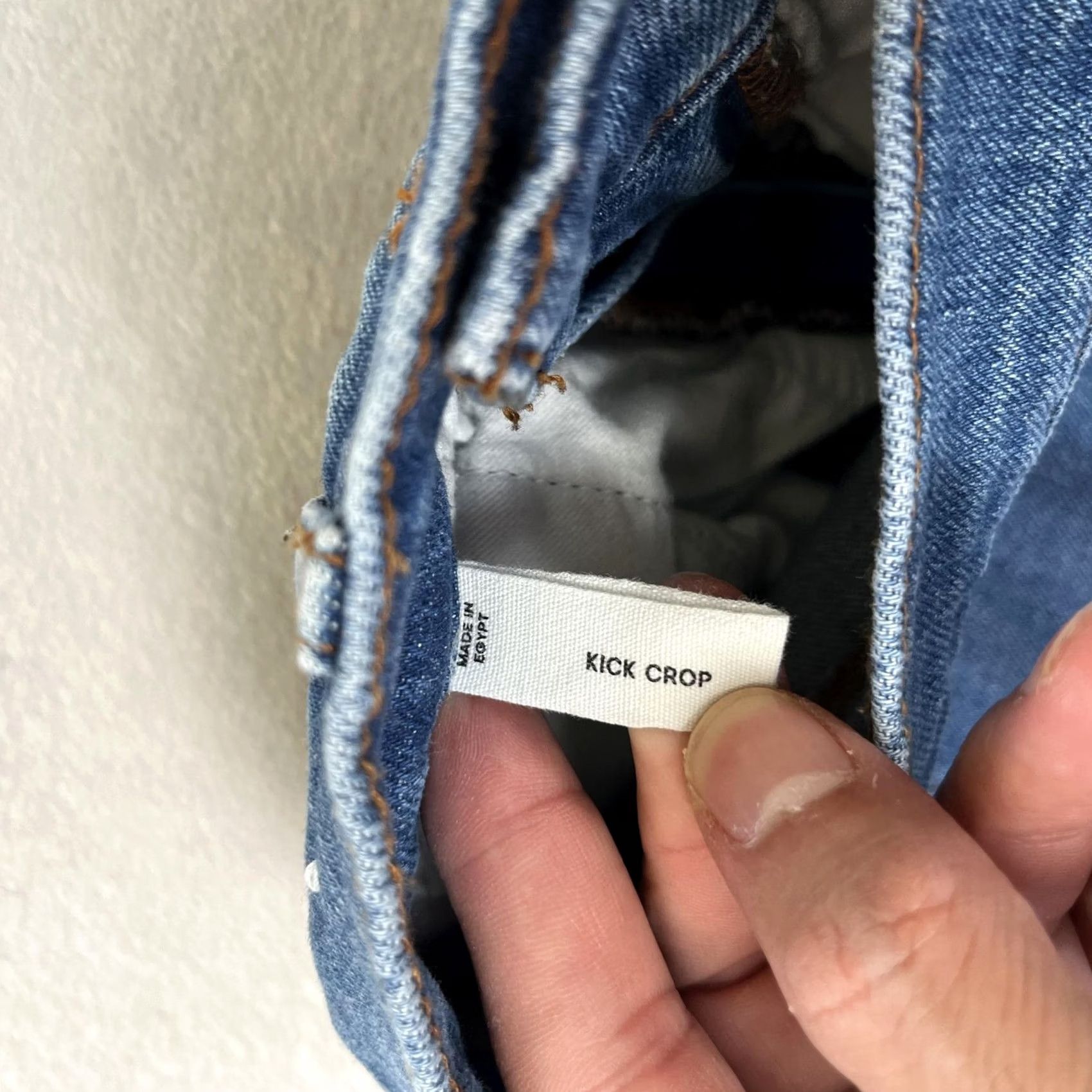 Vintage Rivete Kick Crop Jeans Womens 28 Blue Wash High Rise Cropped Stretch Denim Jeans Size 28" / US 6 / IT 42 - 5 Thumbnail