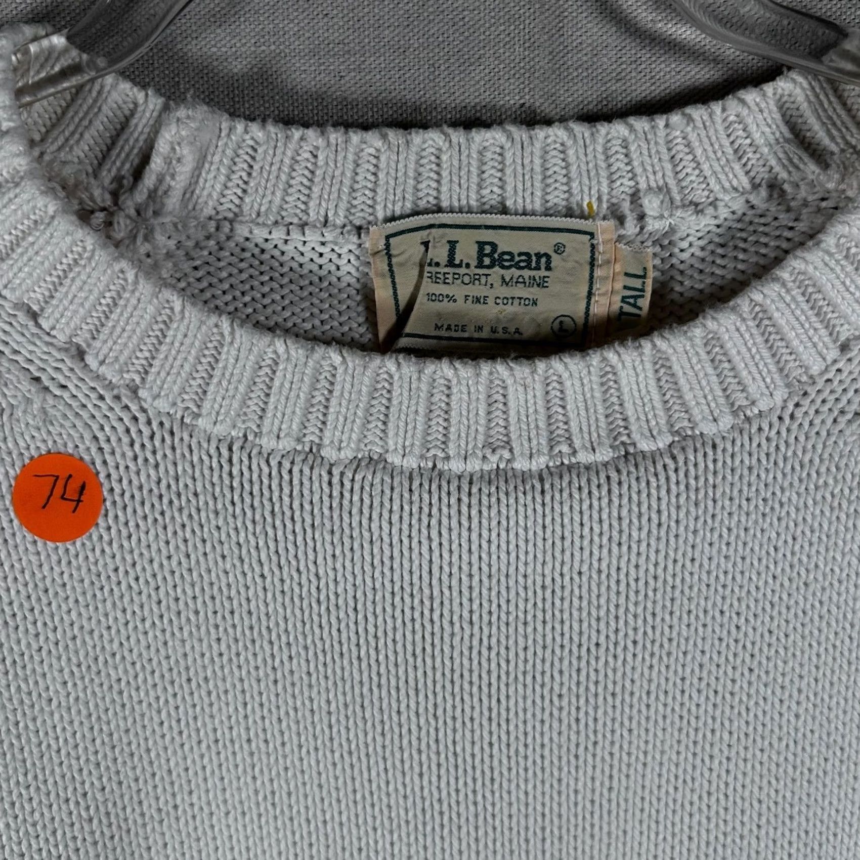 Vintage L.L. Bean Men's LT White Cotton Shaker Stitch Crewneck Sweater USA Made Shirt Pullover Knit Big & Tall Adult Mens Photos Vintage: No Size US L / EU 52-54 / 3 - 2 Thumbnail