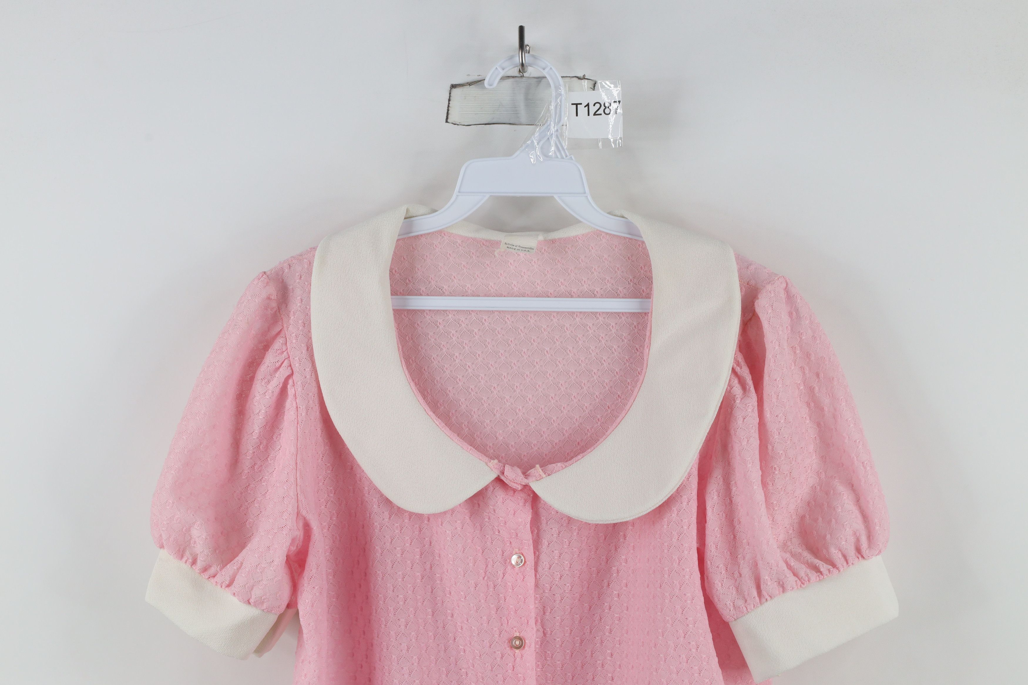 Vintage Vintage 60s 70s Rockabilly Collared Body Suit Pink USA Size L / US 10 / IT 46 - 2 Thumbnail