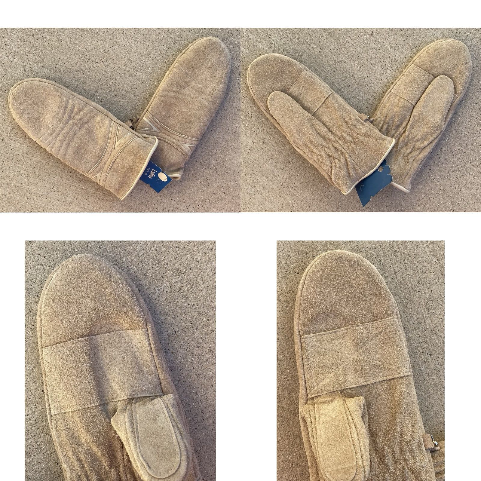 Vintage VINTAGE Suede Leather Trigger Mittens Ladies ML Beige Tan Ski Snowmobile Gloves Size ONE SIZE - 10 Thumbnail